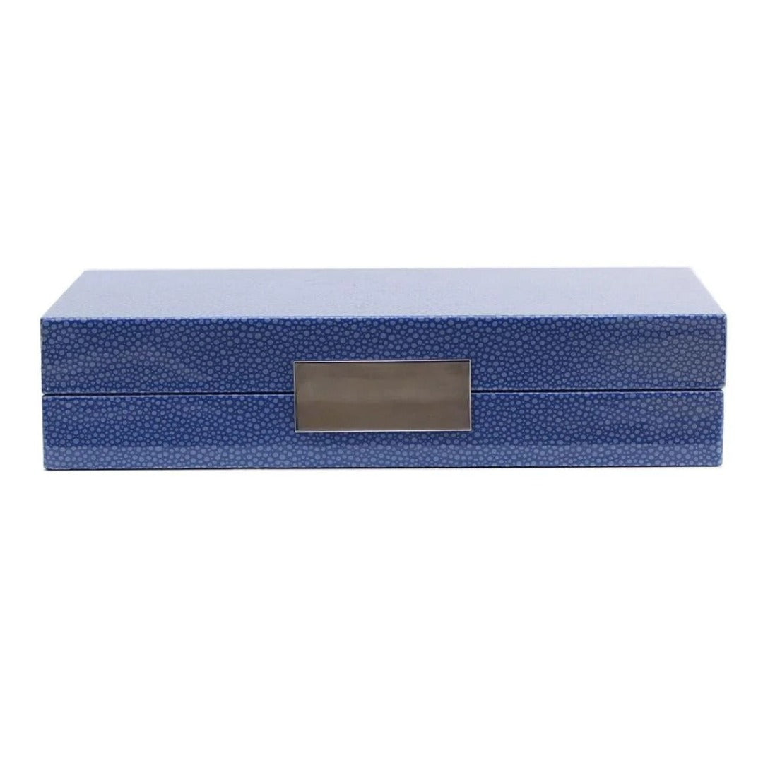 Elegant Blue Shagreen Jewelry Box with Silver Plated Trim - Perfect for Organizing Necklaces, Rings & Earrings | Gift for Women & Home Decor