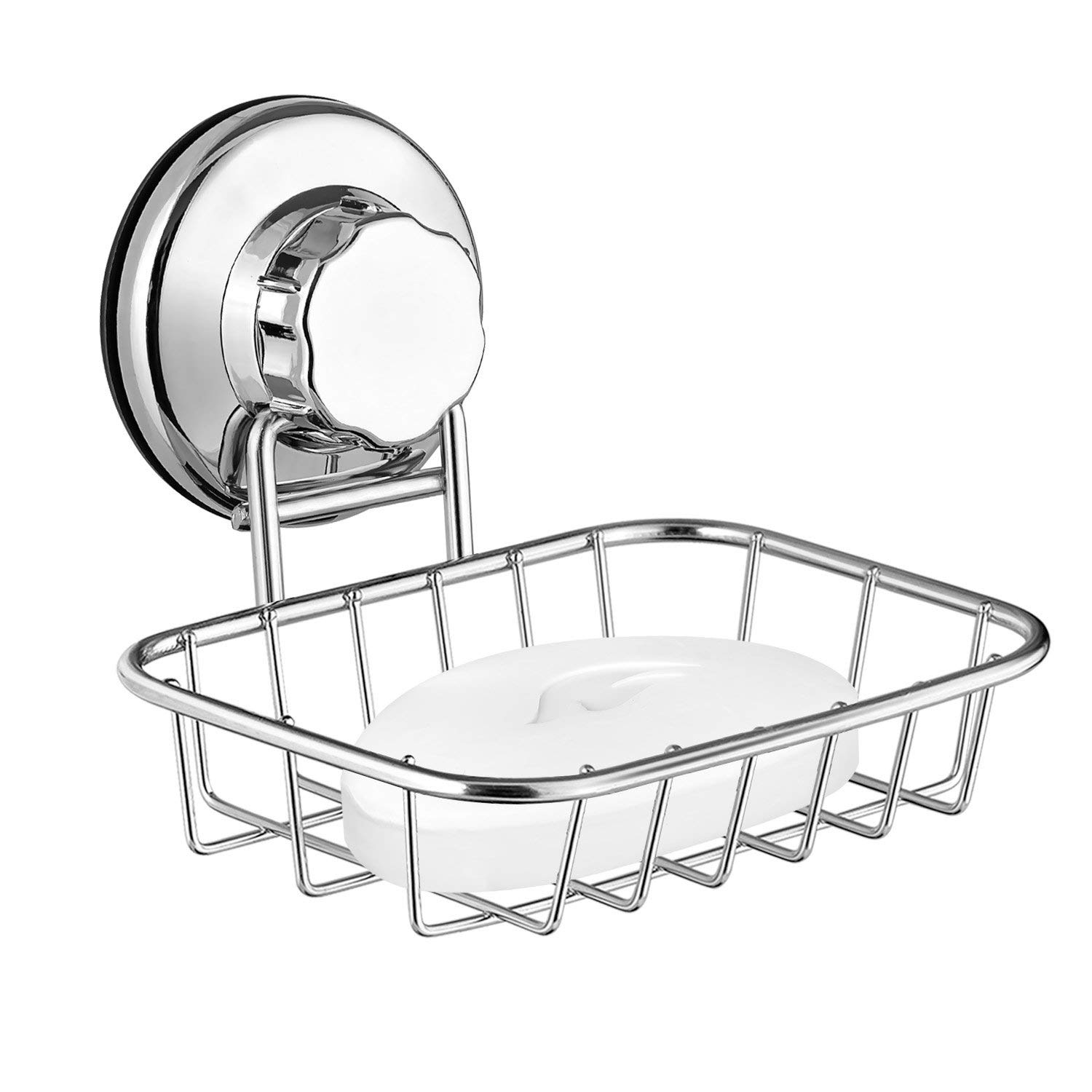 SANNO Vacuum Suction Cups Shower Caddy - Soap Dish & Double Bath Hook for Bathroom Organization - Perfect for Shower, Bath, Kitchen & Dorm Room Storage