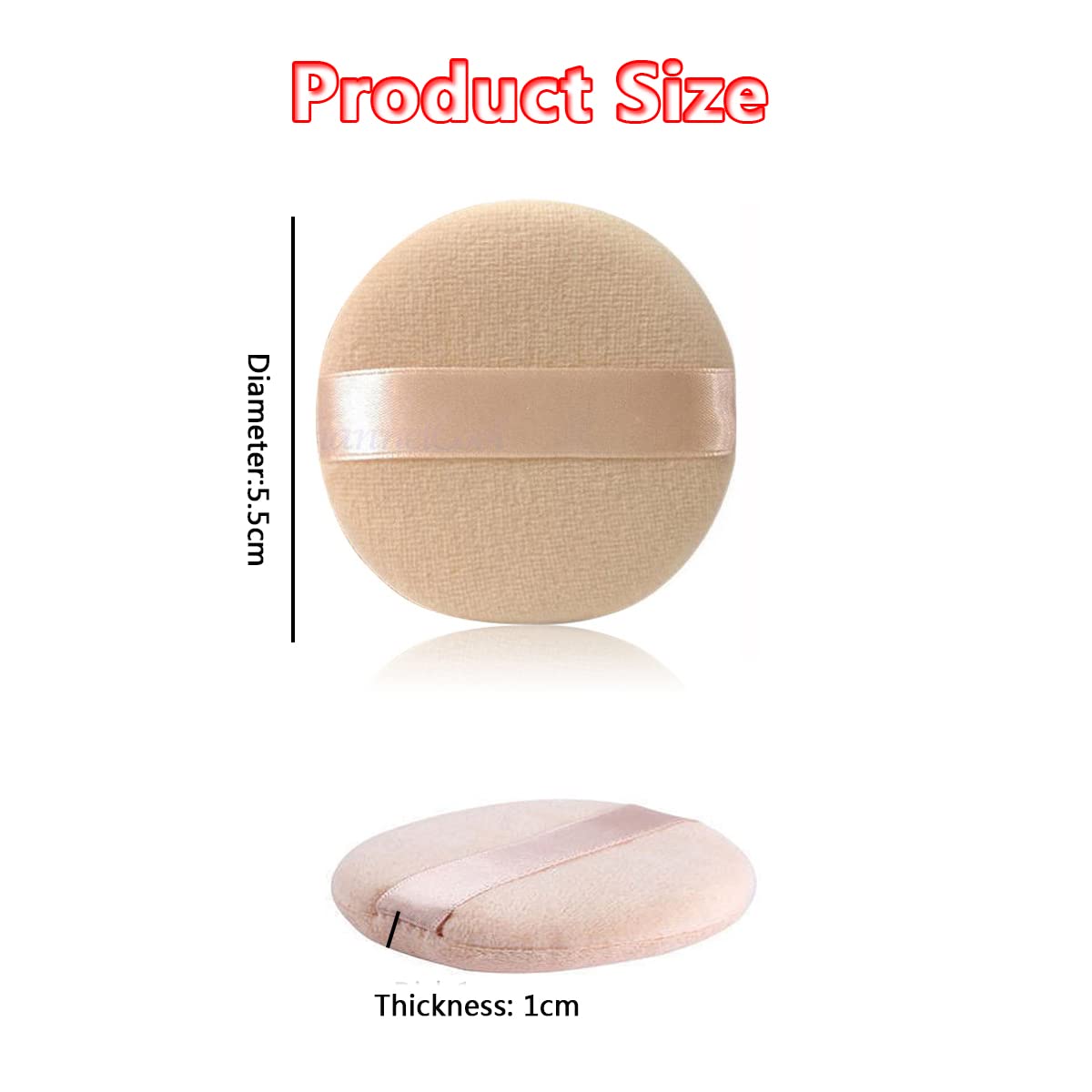 SHULLIN 6Pcs Round Makeup Powder Puffs - Washable & Reusable Cosmetic Sponge with Ribbon Handle for Foundation, Cream, Blush - Perfect for Wet/Dry Application & Daily Makeup Routine (Great for Travel & Professional Makeup Artists)