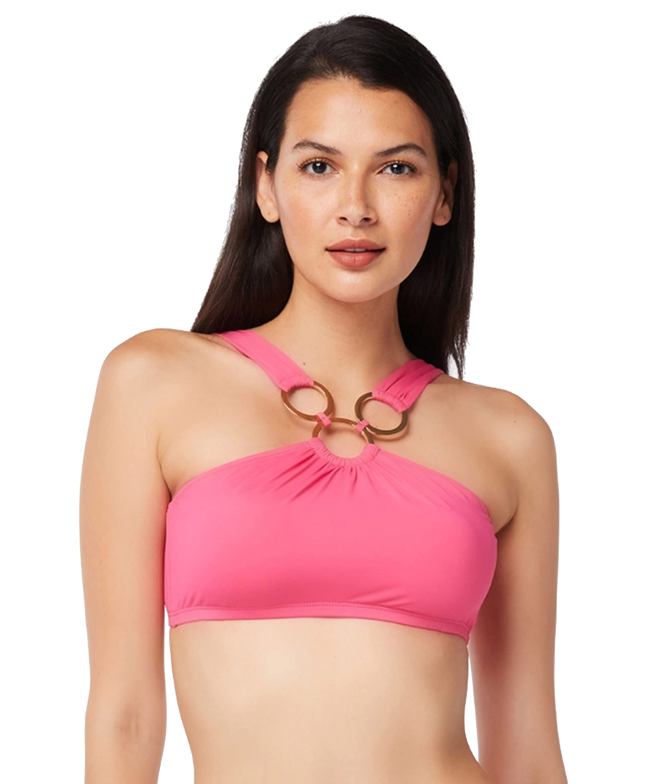 Bleu Rod Beattie Over The Shoulder Bikini Bra Top with Removable Cups - Ring Me Up, Size 6 Rose Red | Sexy Swimwear for Beach, Pool & Summer Vacation | Adjustable Straps & Comfortable Fit