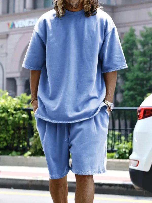 Comfortable Casual Solid Color Shorts Two-Piece Set - Perfect for Summer Outings, Beach Trips, and Lounge Wear