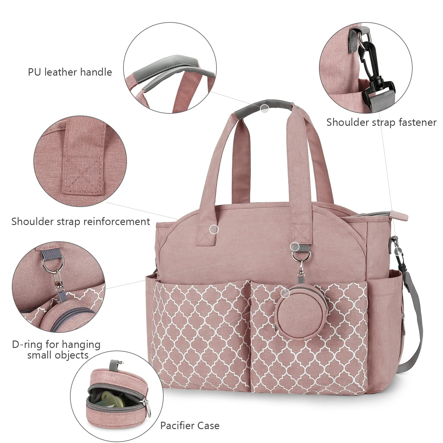 Large Diaper Bag Tote for Moms - Waterproof Baby Changing Bag with Insulated Pockets & Wipes Compartment | Perfect for Travel, Daycare & On-the-Go Parenting