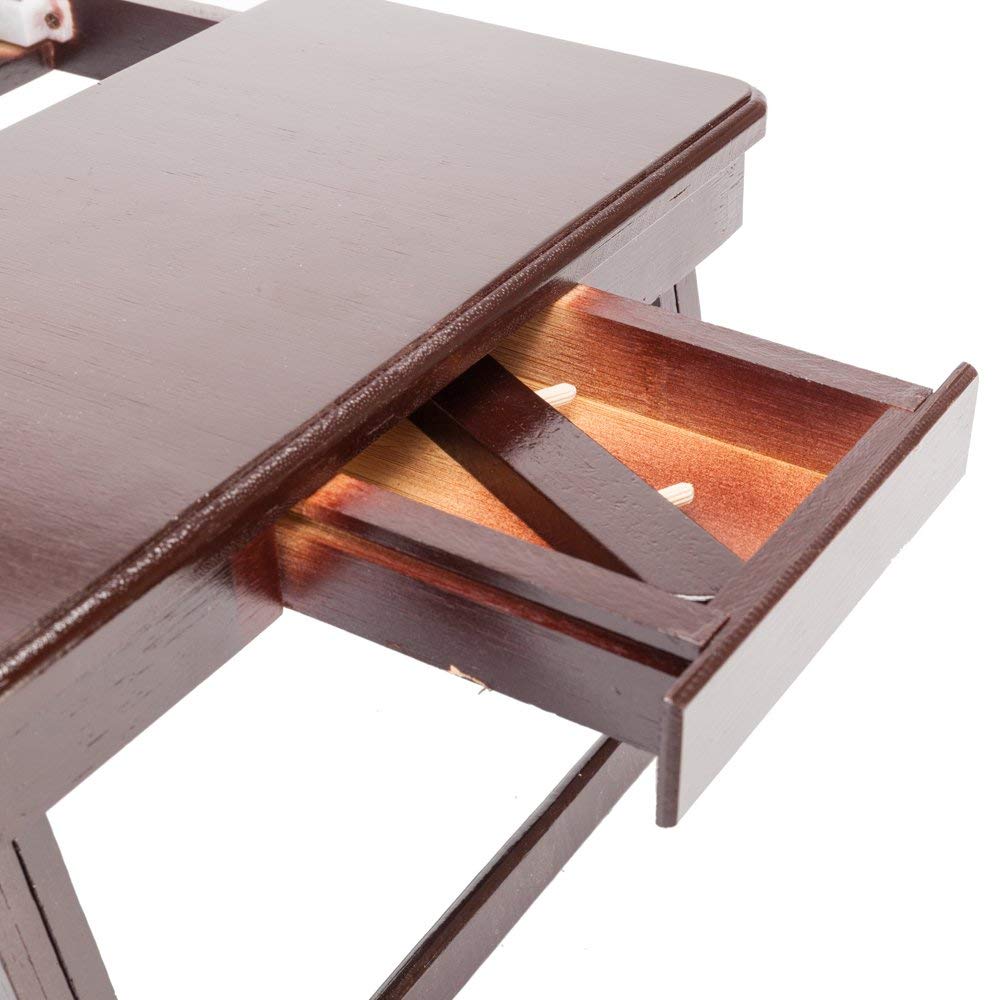 Adjustable Bamboo Laptop Desk with Tilting Shelf, Folding Legs & Drawer - Multifunctional Portable Table for Work, Breakfast in Bed, Sofa & Office Use - Plain Coffee Finish