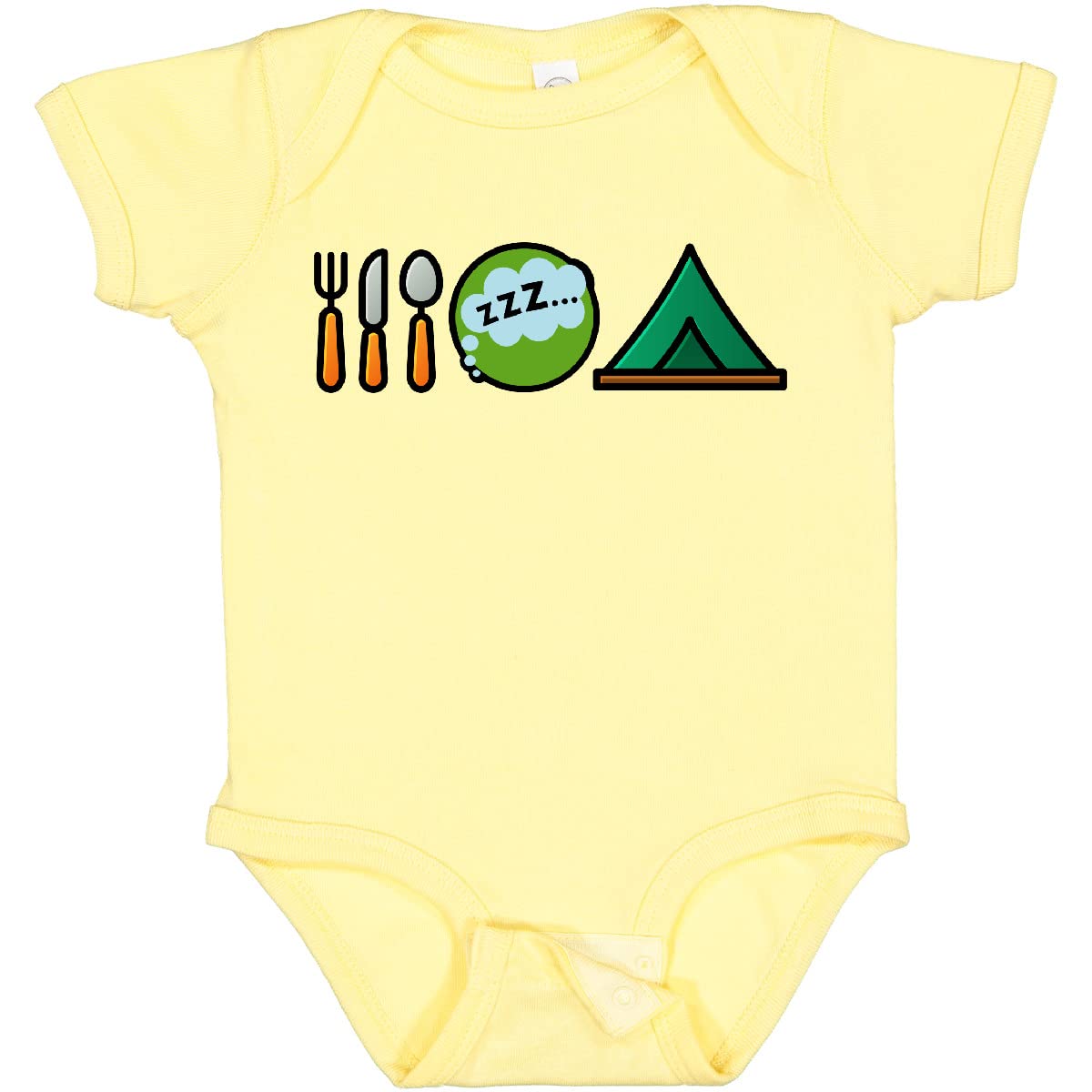Inktastic Cute Camping Baby Bodysuit - Eat Sleep Camp Outfit for Infants & Toddlers - Perfect for Outdoor Adventures, Family Trips & Photo Shoots
