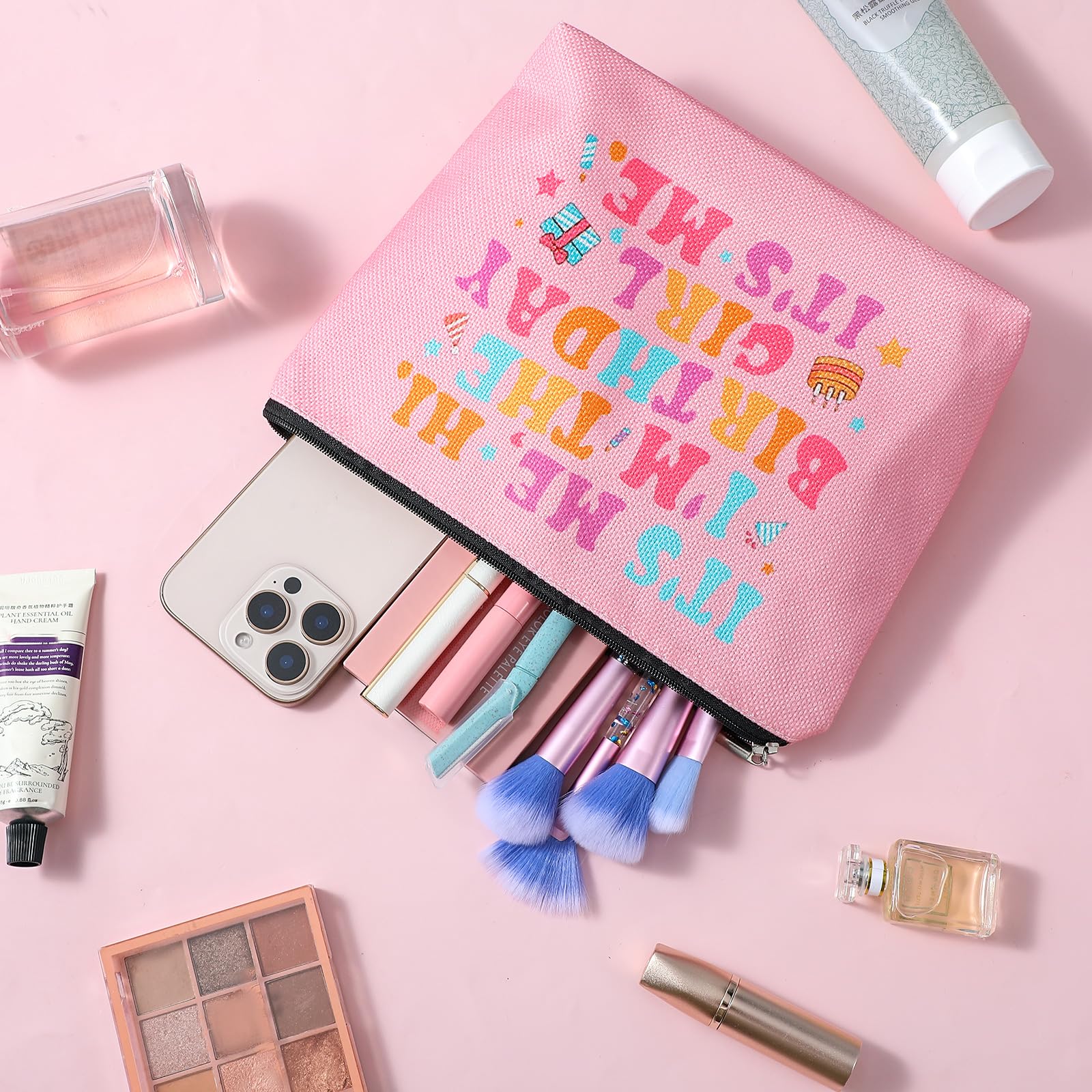 Taylor Swift Makeup Bag - 'It's Me Hi I'm the Birthday Girl' Themed Cosmetic Organizer for Singer Fans | Travel Toiletry Pouch & Birthday Gift for Women | Perfect for Concerts, Travel & Daily Makeup Storage