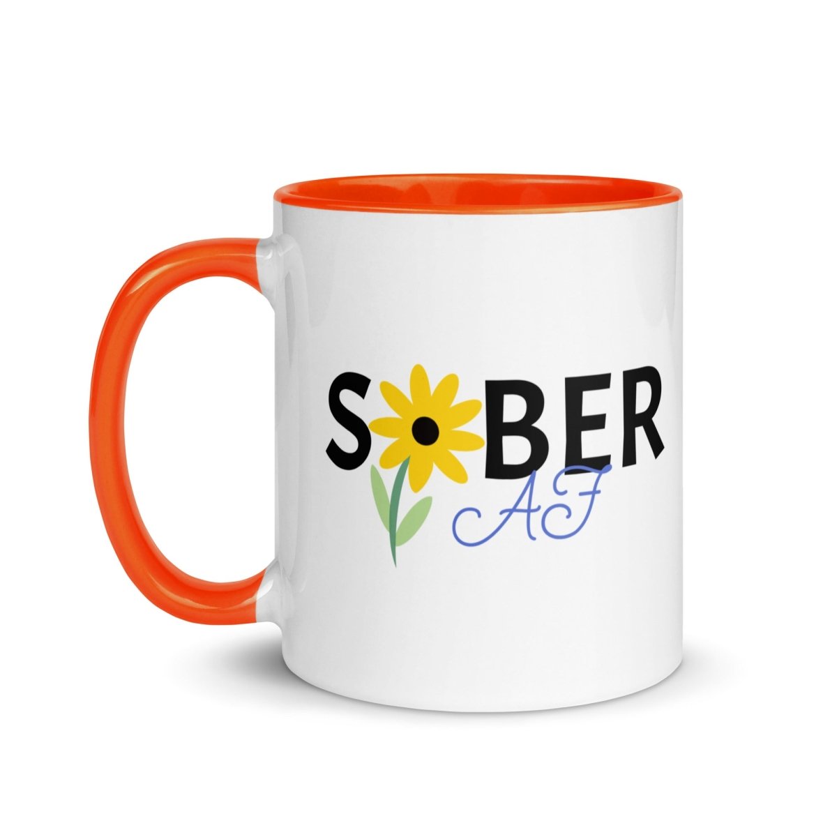Sunflower Sober AF Blossom Mug - 15oz Inspirational Coffee Cup with Handle, Funny Gift for Women & Men - Perfect for Home, Office & Recovery Meetings