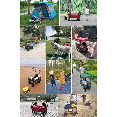 Heavy Duty Folding Garden Trolley Cart - 4 Wheel Multi-Function Utility Wagon for Outdoor Camping, Fishing, Shopping & Gardening | 330lbs Static Load Capacity (Khaki) - Perfect for Transporting Gear, Groceries, and Outdoor Equipment