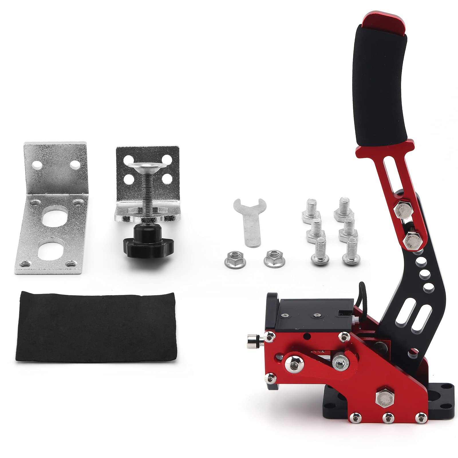 Muge Racing USB Handbrake - 64-bit PC Sim Racing Handbrake with Clamp for Logitech G27 G25 G29, Thrustmaster T500 T300, Fanatec OSW - Compatible with Dirt Rally 2.0, LFS (Red) - Perfect for Sim Racing, Drifting & Rally Games
