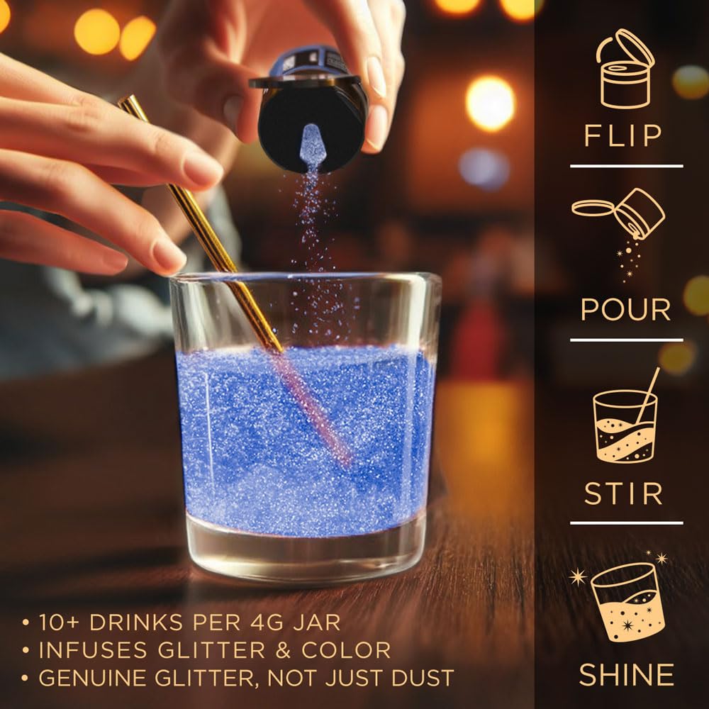 **Edible Glitter for Drinks & Cocktails – Sky Blue Brew Glitter (25g Spray Pump) | Food Grade, Vegan, KOSHER & HALAL Certified | Perfect for Beer, Beverages & Dessert Garnish**