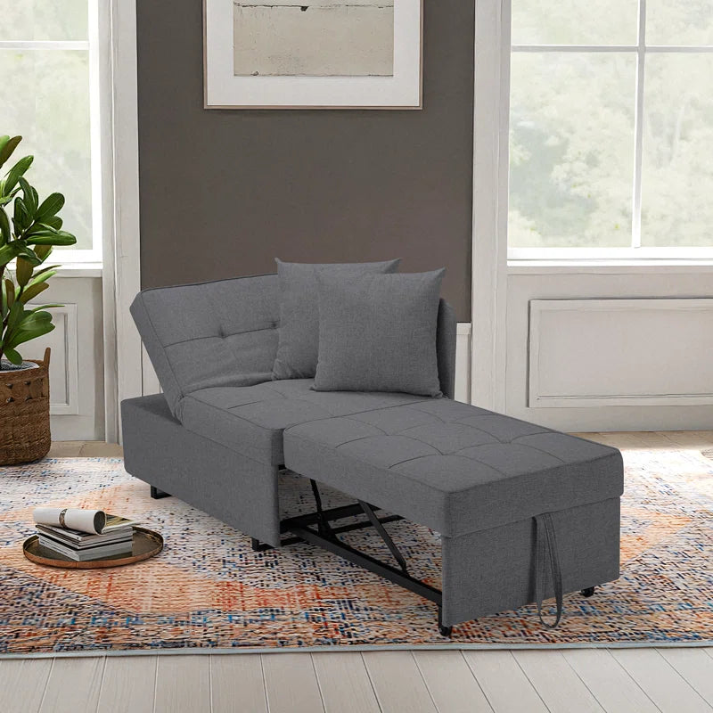 EROMMY 3-in-1 Convertible Sleeper Sofa Chair Bed - 5-Position Adjustable Backrest, Pull-Out Sofa Bed with Premium Faux Linen Fabric, Space-Saving Foldable Chair Bed in Dark Gray - Perfect for Small Apartments, Guest Rooms & Home Offices