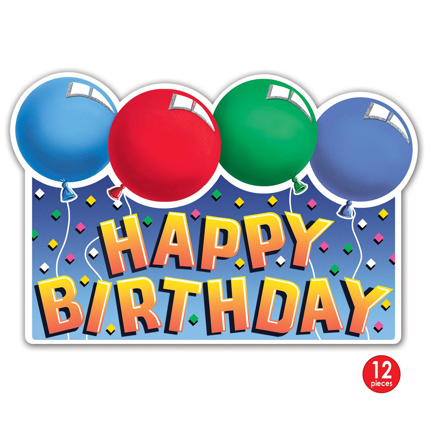 12 Pack Beistle Glittered Happy Birthday Sign - Premium Glitter Party Decorations for Birthday Celebrations, Baby Showers & Special Events