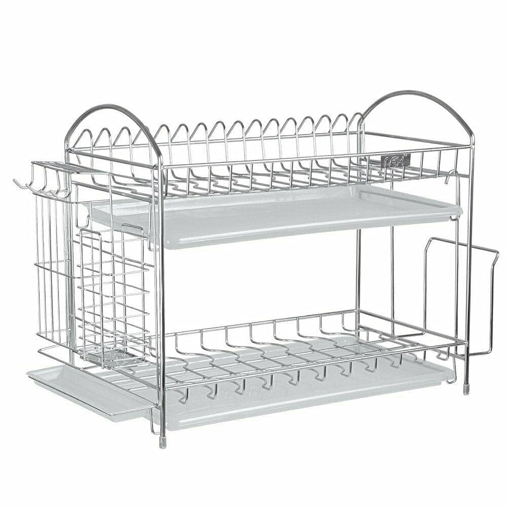 2-Tier Over The Sink Dish Drying Rack with Utensil Holder - Space Saving Kitchen Storage Organizer for Dishes, Cups & Cutlery | Perfect for Small Kitchens, Apartments & RV Living