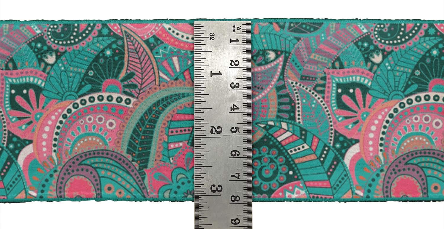 Green Leaves & Floral Printed Velvet Ribbon Trim - 9 Yards x 3 Inches Wide for Sewing, Crafts, DIY Accessories | Perfect for Gift Wrapping, Home Decor, Scrapbooking & Fashion Embellishments