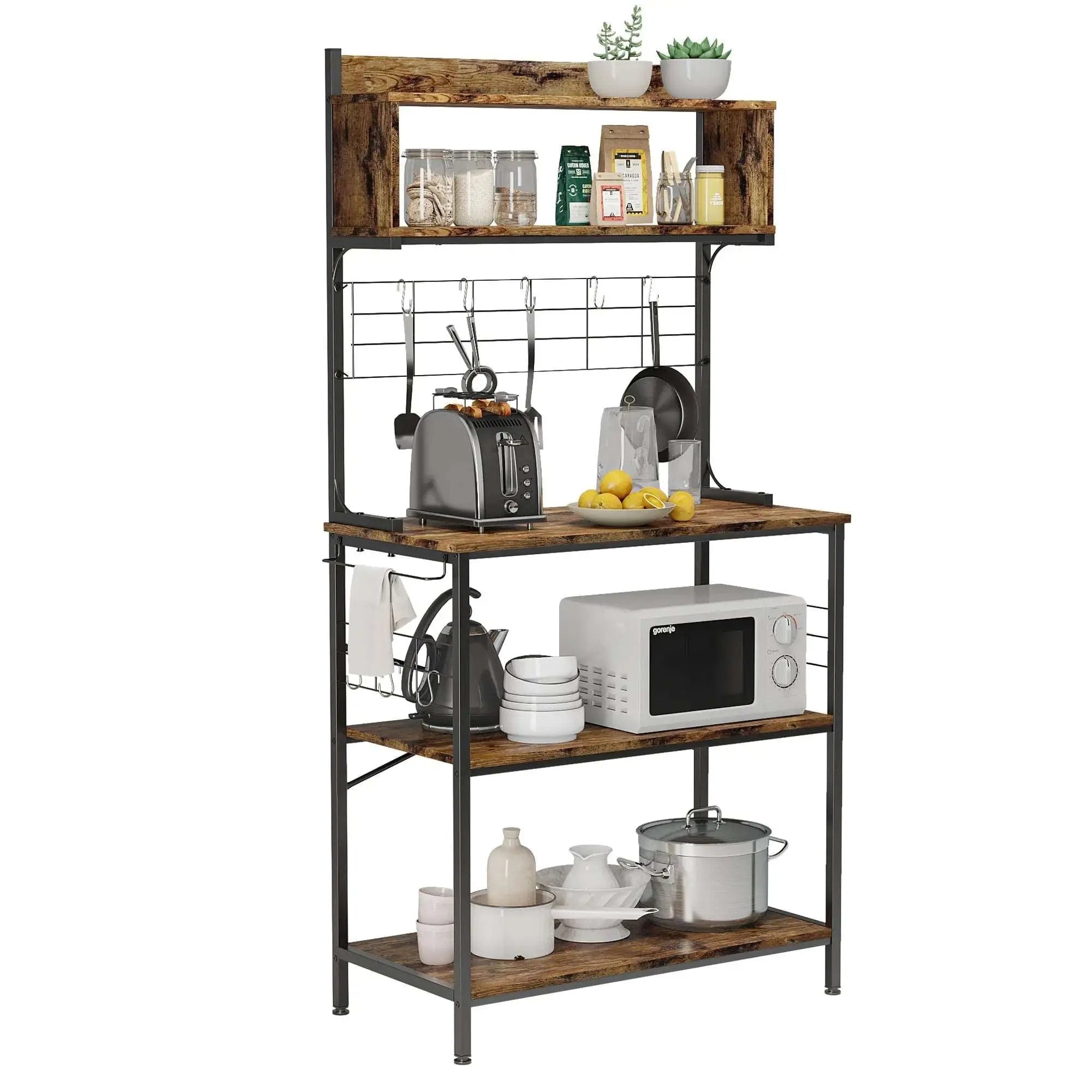 Bestier 5-Tier Microwave Stand with Storage - Space Saving Kitchen Organizer, Coffee Bar Table for Small Apartments - Perfect for Kitchen Counter, Pantry or Dorm Room Organization