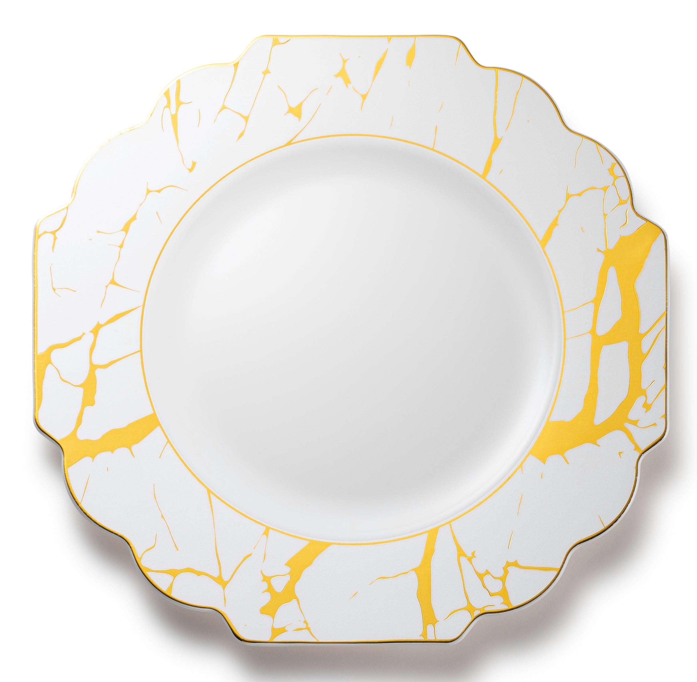 Elegant White & Gold Marble Plastic Plates - 10 Pack Durable Disposable Dinnerware for Parties, Weddings & Home Decor