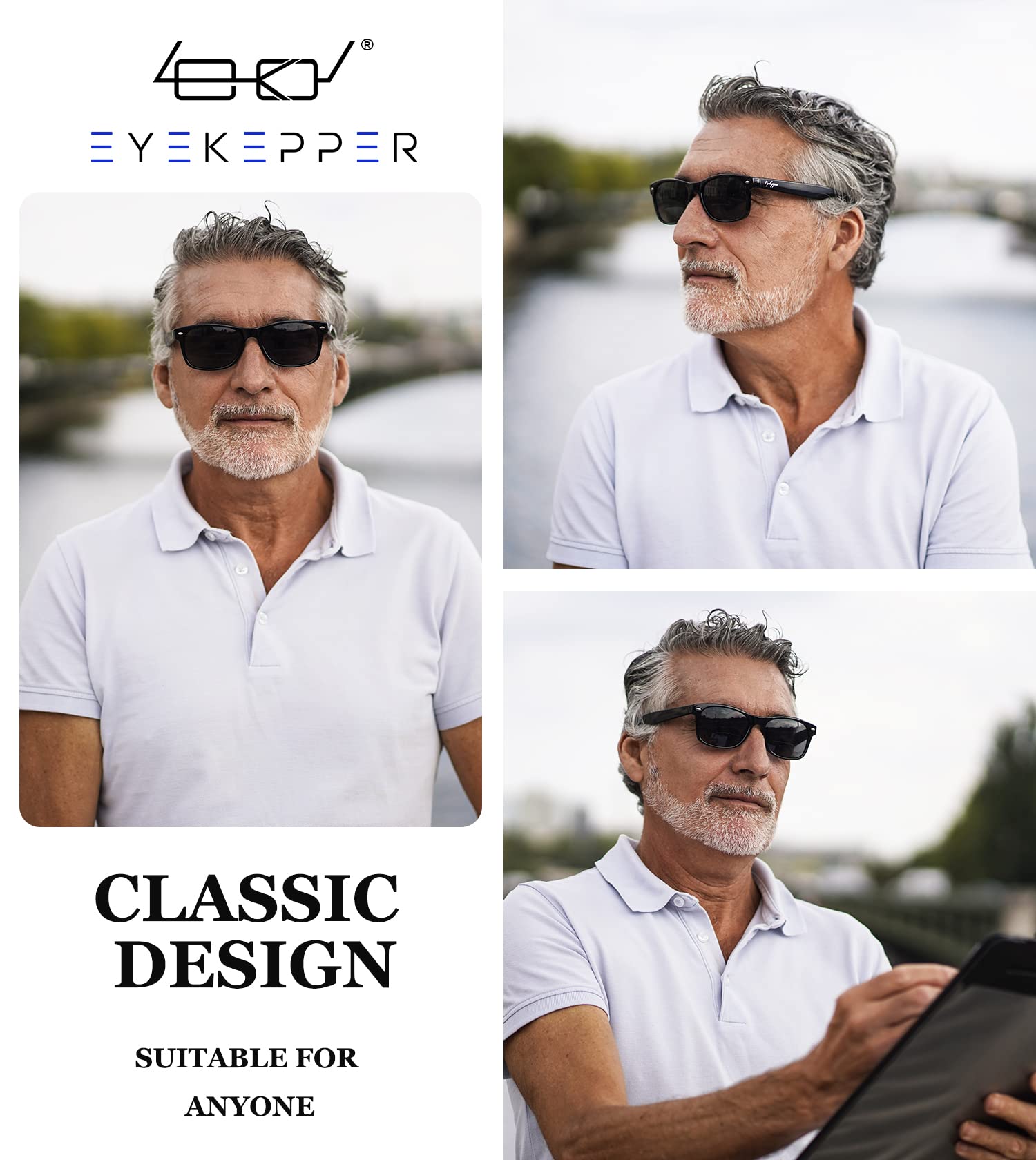 Eyekepper Classic Bifocal Reading Sunglasses for Men & Women - UV Protection Bifocal Readers with Sunshade Lenses for Outdoor Reading, Driving, and Fishing