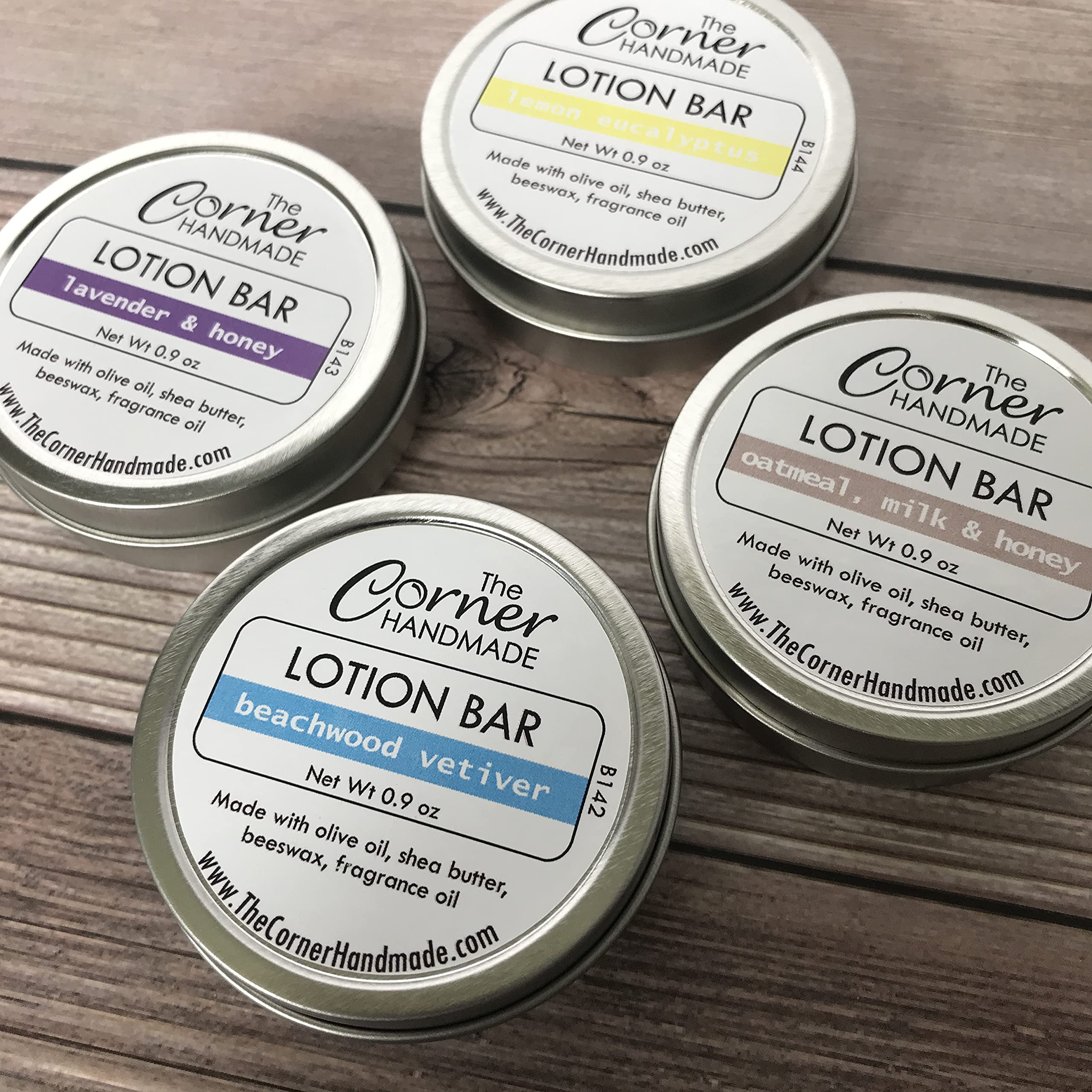 4 Pack Lotion Bars for Dry Skin - Moisturizing Relief in Tins | Handmade Skincare for Travel, Gym & Daily Hydration