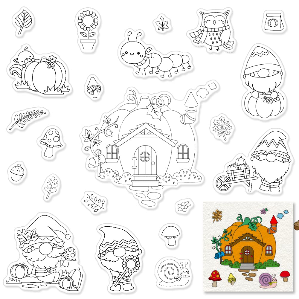 Thanksgiving Elf Clear Stamps for Card Making, DIY Scrapbooking & Photo Album Crafts - Fall Dwarf Transparent Rubber Stamps for Holiday Greeting Cards, Home Decor & Gift Wrapping