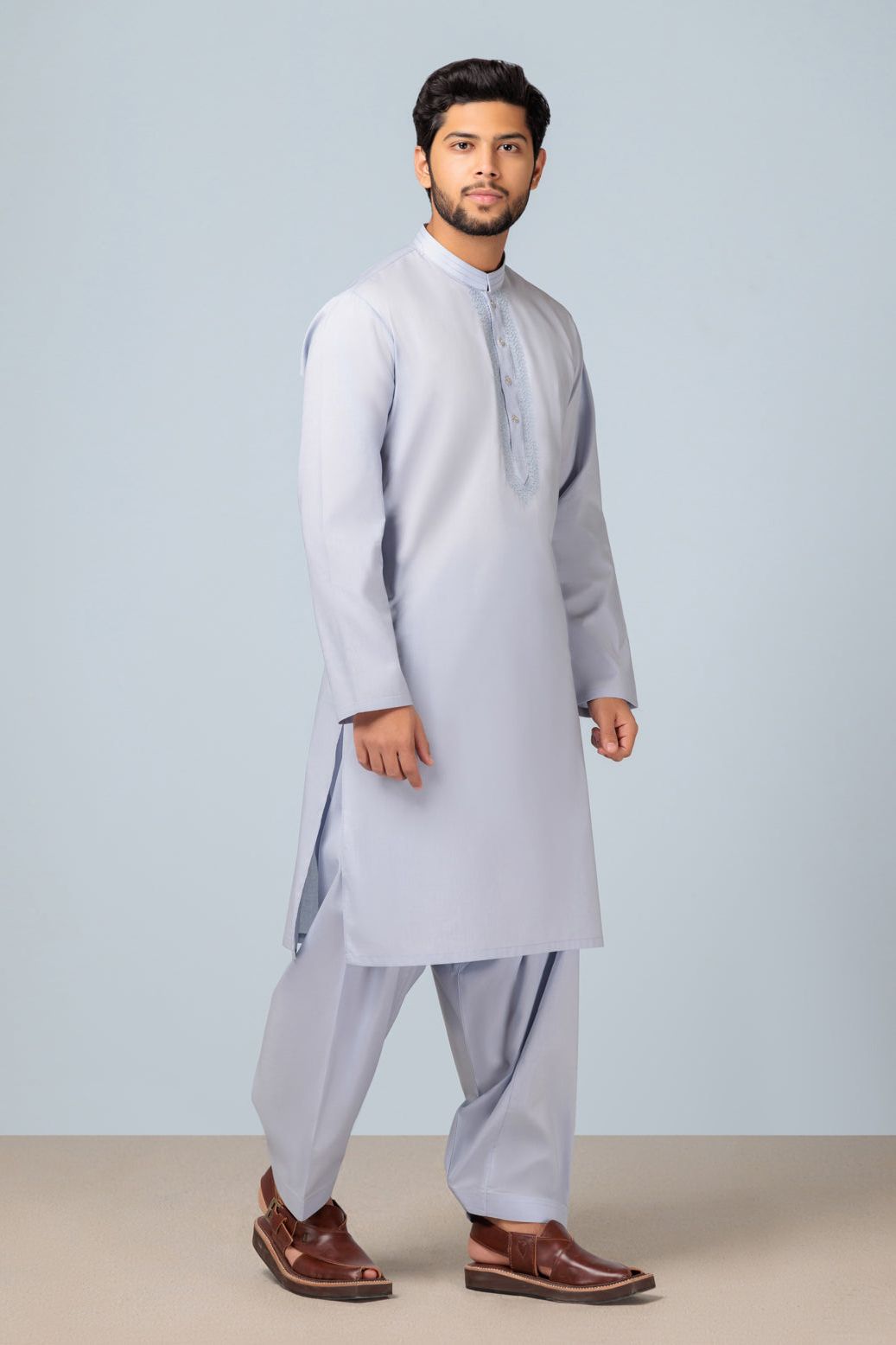 Premium Cotton Blue Kurta Shalwar Set for Men - Traditional Pakistani Outfit with Comfortable Fit - Perfect for Eid, Weddings & Special Occasions