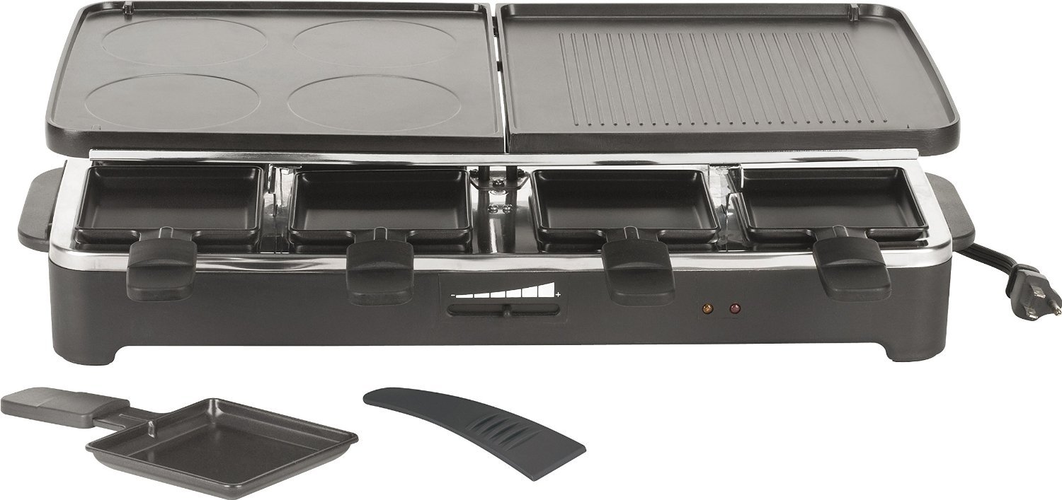 Trudeau 0539331 Fiesta Raclette & Reversible Grill Set, Black - Perfect for Parties, Family Gatherings & Indoor/Outdoor Dining