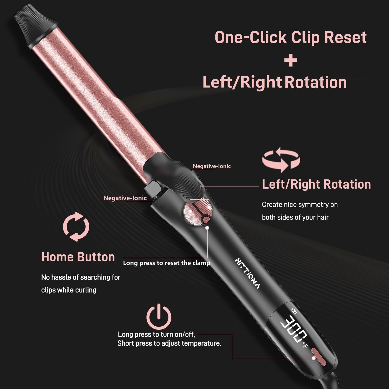 3-in-1 Rotating Curling Iron with Interchangeable Wands (3/4