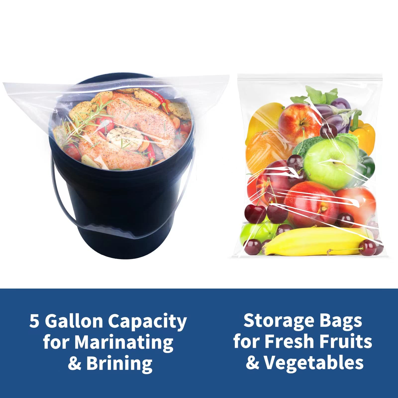 12 Pack 5 Gallon Reclosable Zipper Storage Bags - 18