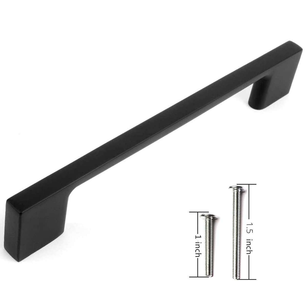 10 Pack Modern Matte Black Wooden Cabinet Handles - Sleek Solid Kitchen Cupboard Pulls for Dresser Drawers, Bathroom Vanity, Office Furniture & Wardrobe (5