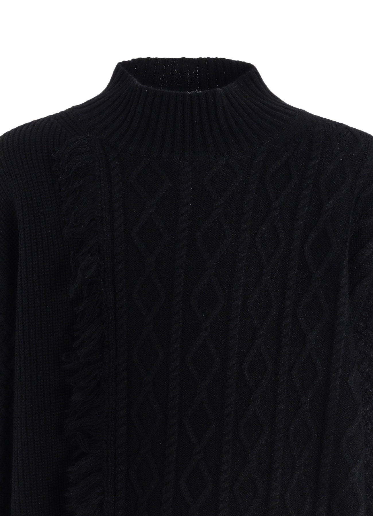 Corpilon Bulky Wool Asymmetrical Fringe Mock Neck Knit Sweater - Cozy Winter Pullover for Women, Perfect for Casual Outfits & Holiday Gatherings