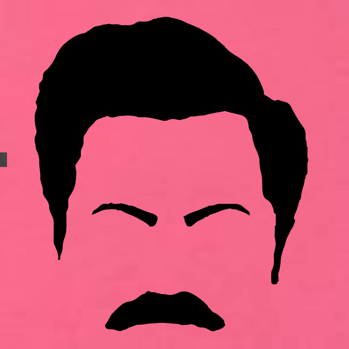Ron Swanson Mustache Face Silhouette T-Shirt - Parks and Recreation Pop Culture Tee for Women | Slim Fit Junior Style | Perfect for TV Show Fans, Gift Giving & Casual Wear
