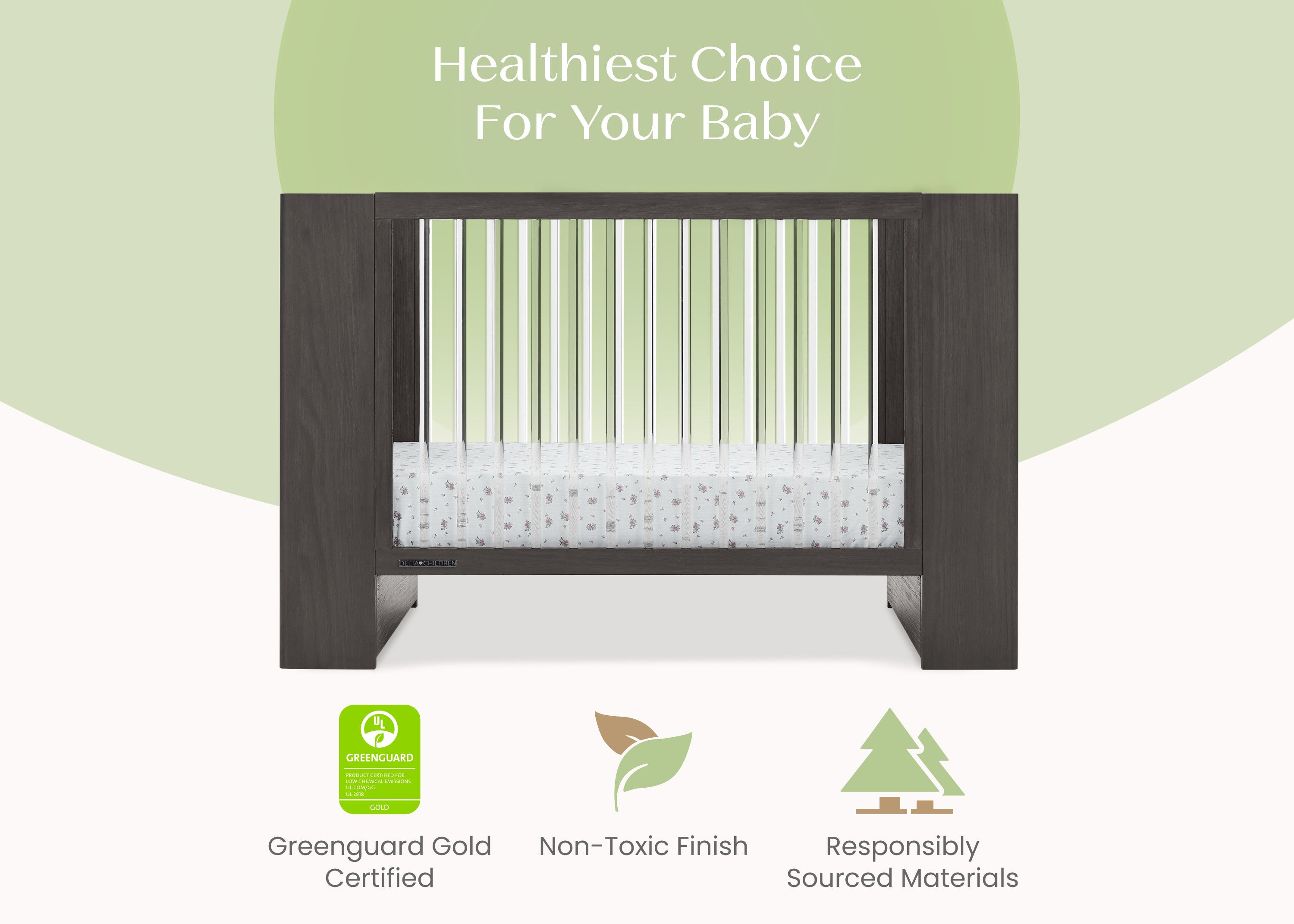 Aerin 4-in-1 Convertible Baby Crib - Toddler Bed, Daybed & Full-Size Bed | Safe & Stylish Nursery Furniture for Newborns to Teens | Perfect for Baby Rooms, Daycare Centers & Guest Bedrooms