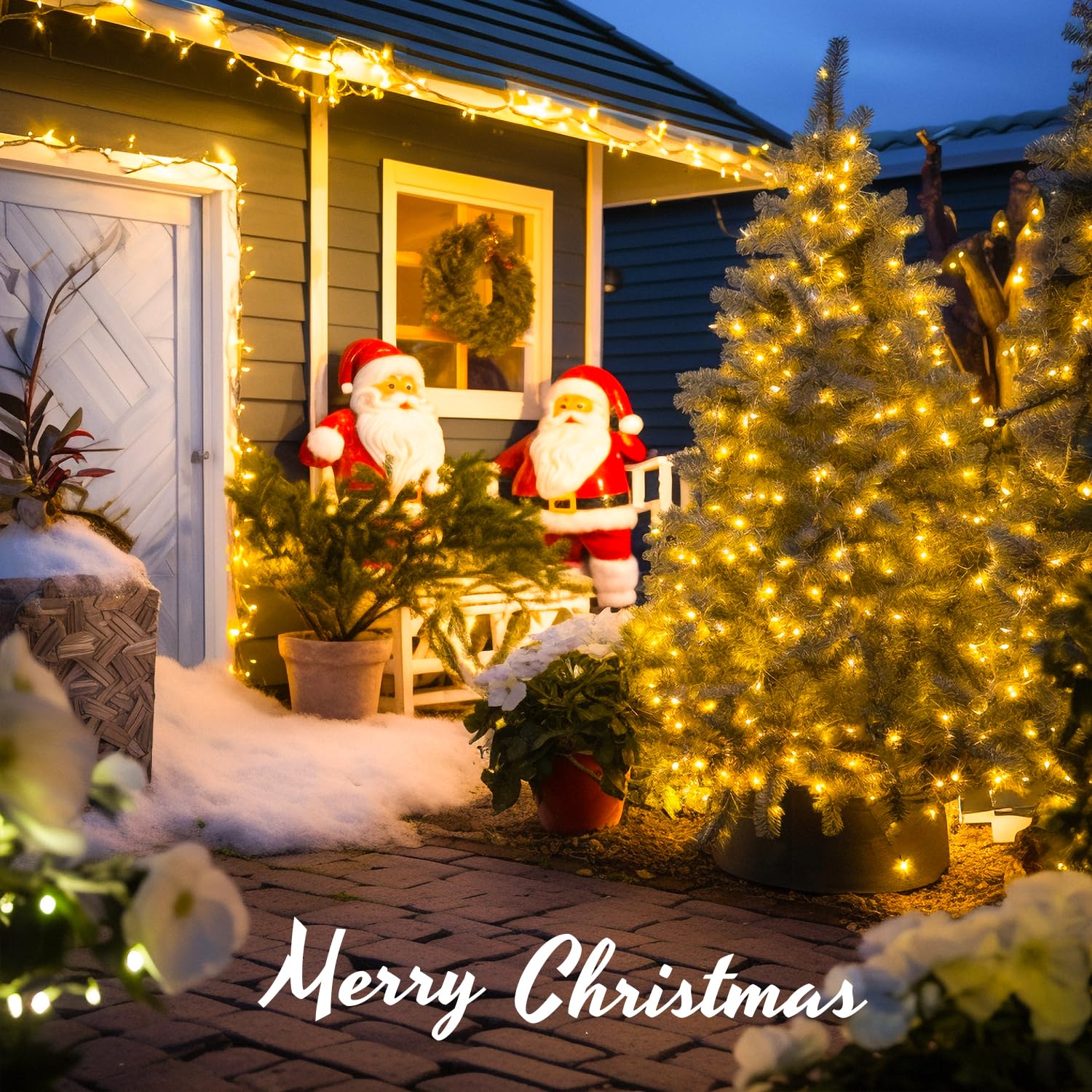 JMEXSUSS 500 LED Warm White Christmas Lights Outdoor - 163ft Plug-in String Lights with Remote Control, 8 Lighting Modes, Clear Wire for Christmas Tree, Bedroom, Garden, Patio & Holiday Decorations