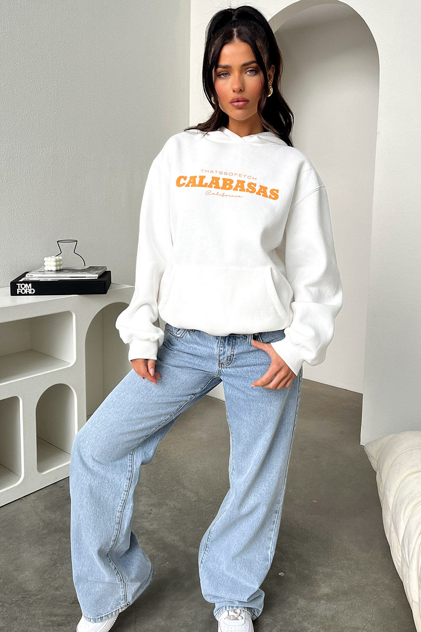 Calabasas Hoodie for Men & Women - White Cotton Pullover Sweatshirt | Casual Streetwear for Everyday Wear & Gym