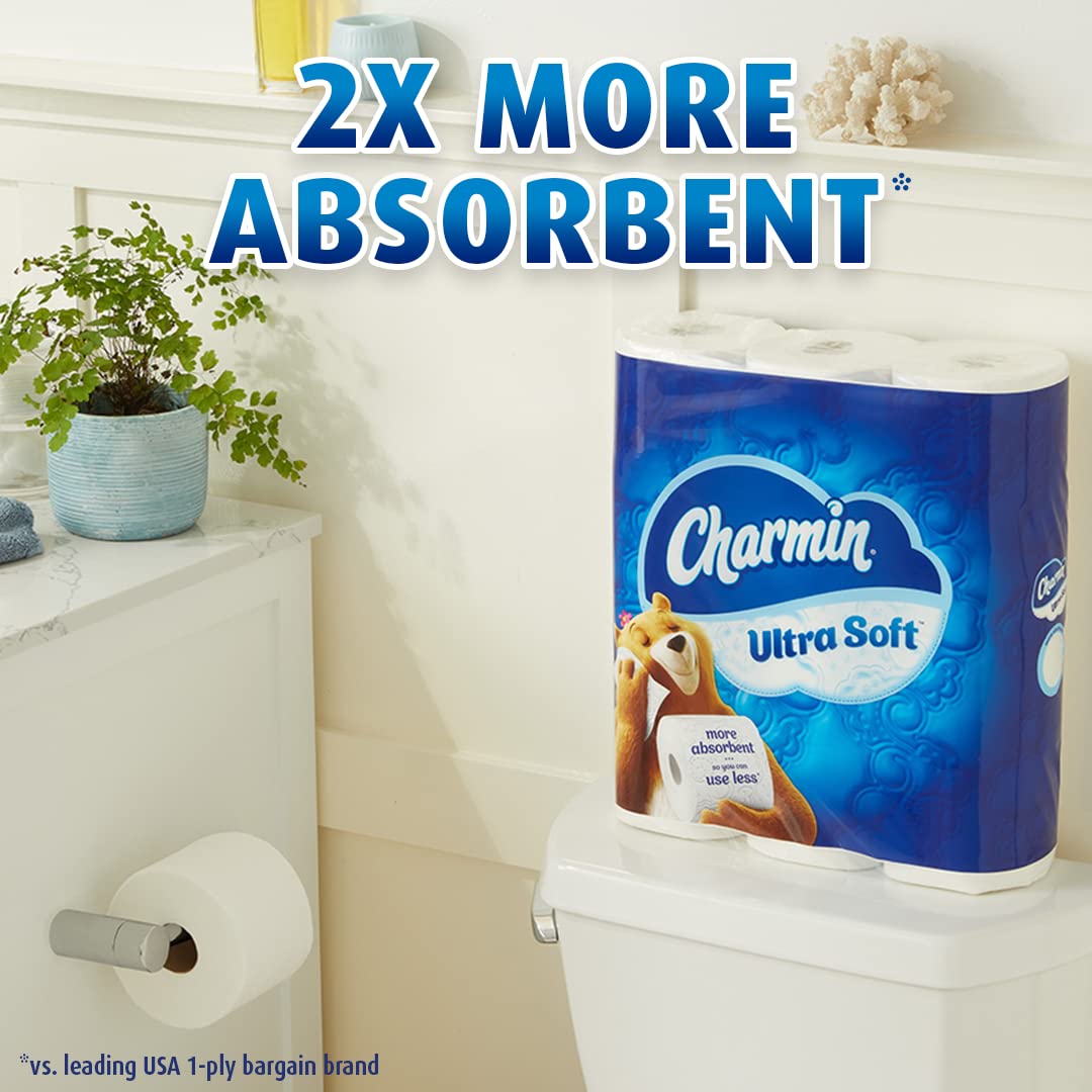 Charmin Ultra Soft Toilet Paper - 6 Super Mega Rolls (Equivalent to 36 Regular Rolls) | 6-Pack | Premium Bathroom Tissue for Gentle Clean | Perfect for Home, Office & RV Use