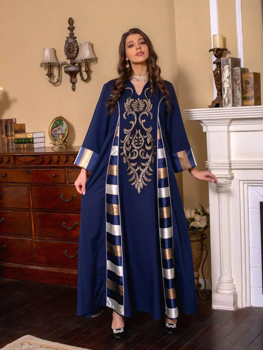 Elegant Eid Dress for Women - Sparkling Sequins & Embroidery Kaftan Caftan Outfit | Perfect for Eid Celebrations, Weddings & Special Occasions