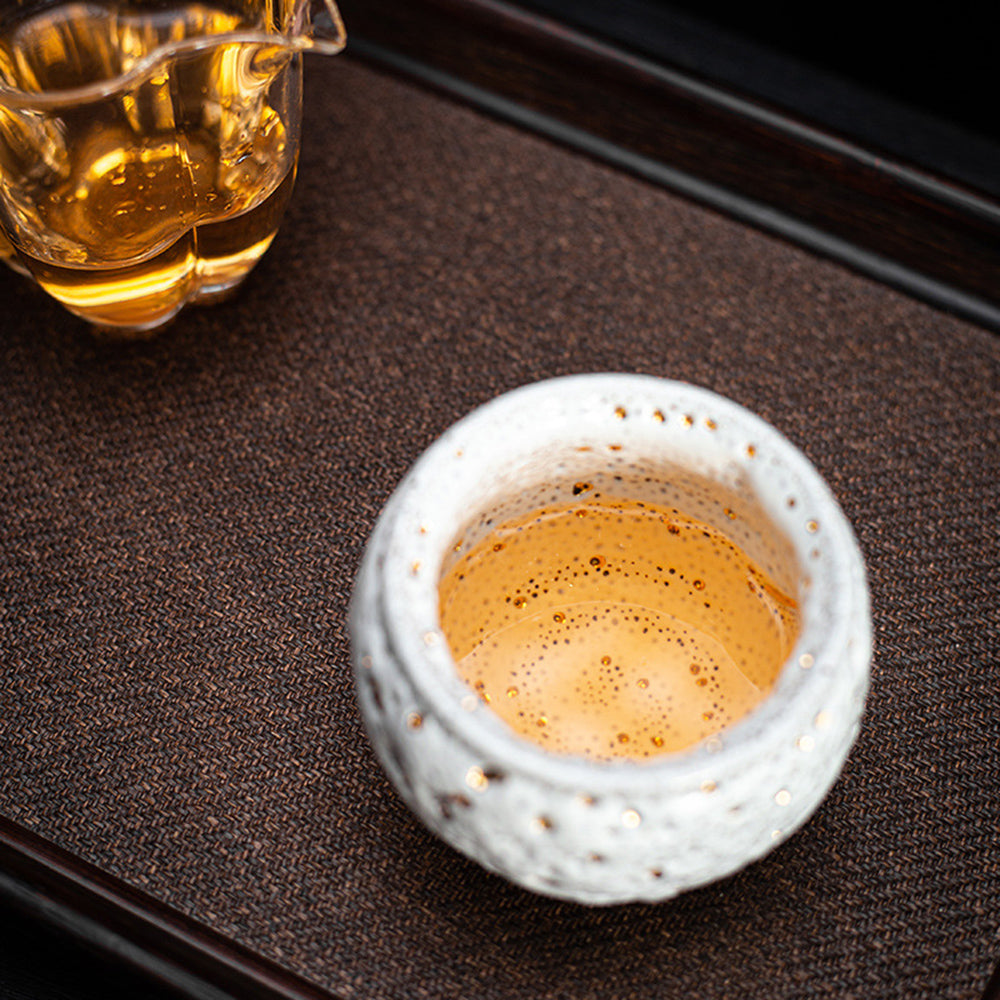Premium Gold Dotted Shinoyaki Gongfu Tea Cup - Handcrafted Japanese Style Ceramic Tea Set for Oolong & Pu-erh - Perfect for Tea Ceremonies, Home Decor & Gifts