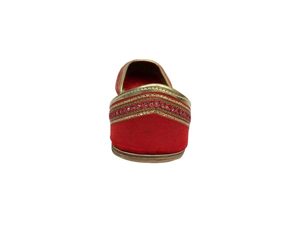 Authentic Punjabi Jutti Flat Red Wedding Shoes | Handmade Khussa Indian Juti for Women | Perfect for Bridal, Festivals & Cultural Events