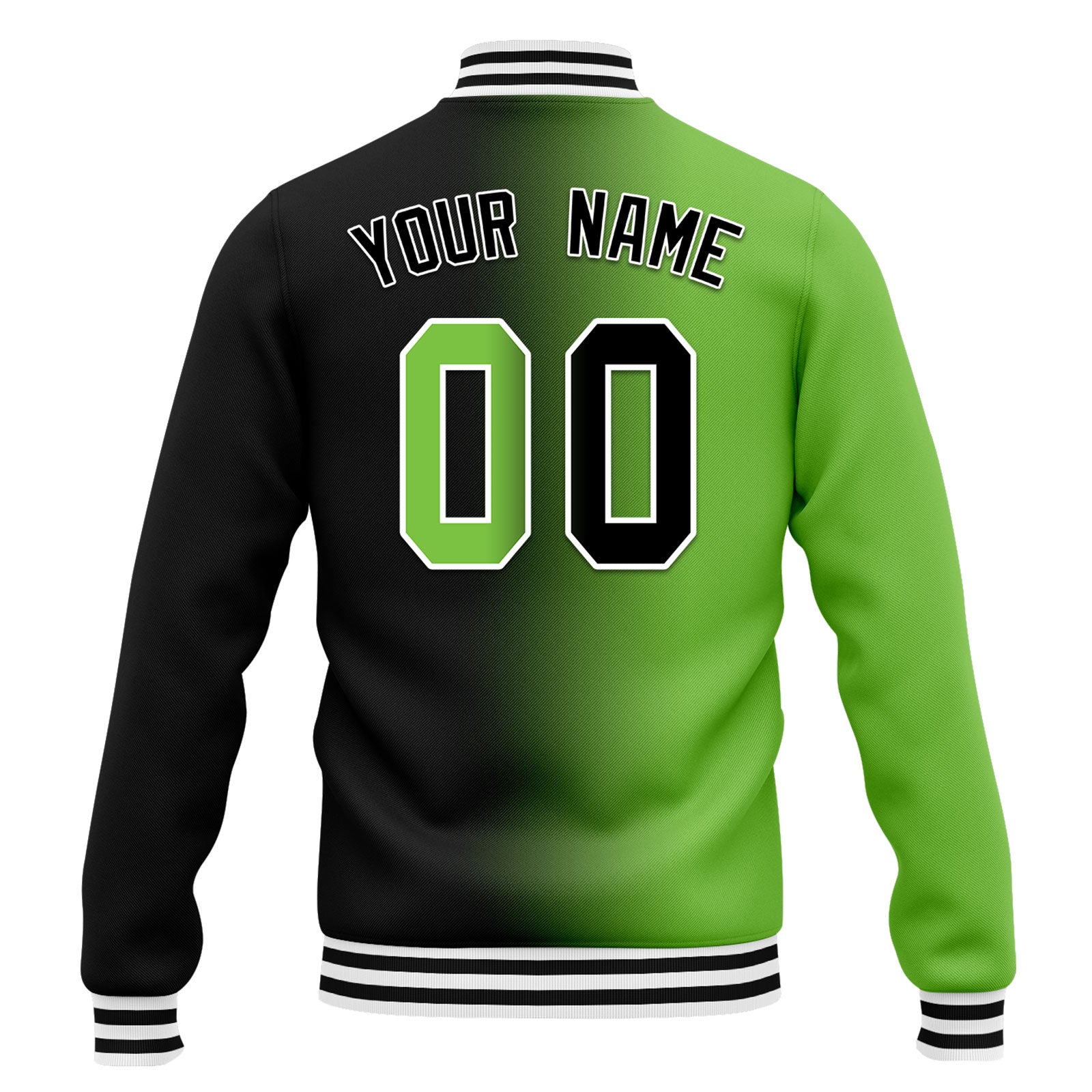 Custom Gradient Personalized Bomber Jacket - Fashion Varsity Letterman Jacket with Full Snap Closure (FZ005 D028016) - Perfect for Casual Wear, Street Style & Gift Giving