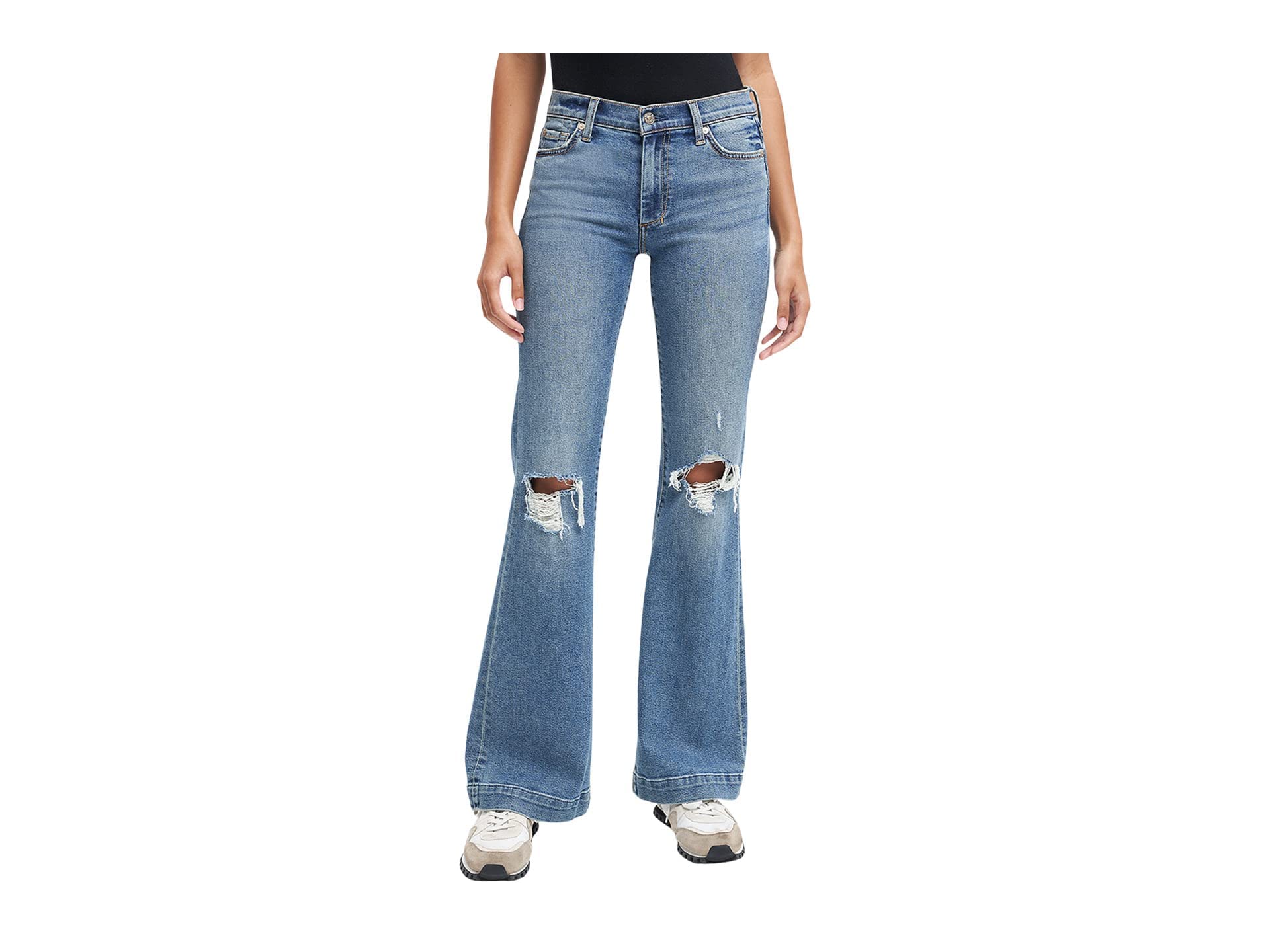 7 For All Mankind Women's Dojo Jeans in Nice Ash - Luxe Vintage Muse/Destroy Style - Perfect for Casual Outings, Date Nights & Weekend Getaways