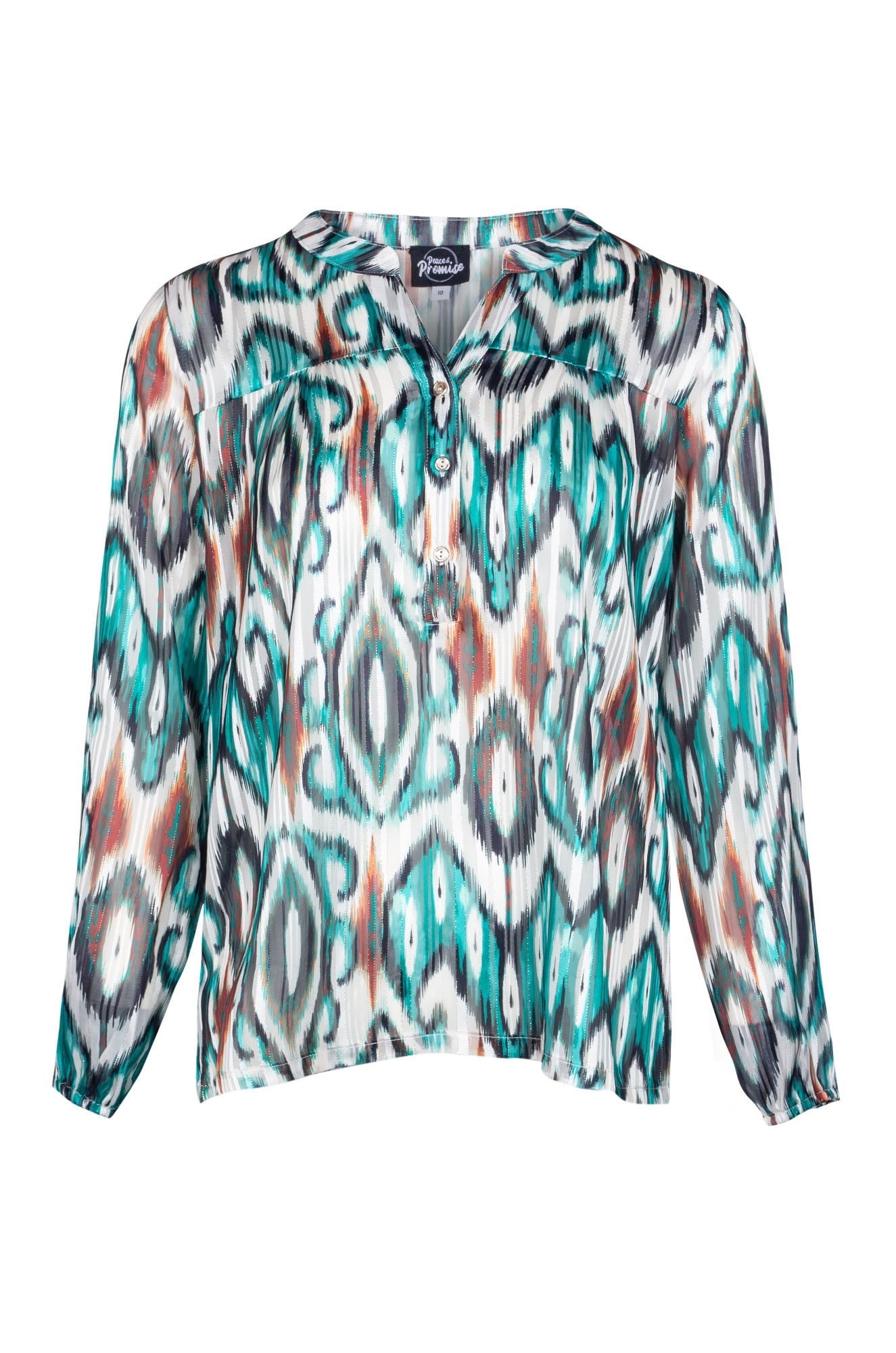 Printed Chiffon Top Women's Blouse - Jade Black Abstract Pattern | 7122B1 | Perfect for Casual Wear, Office Outfits & Evening Occasions
