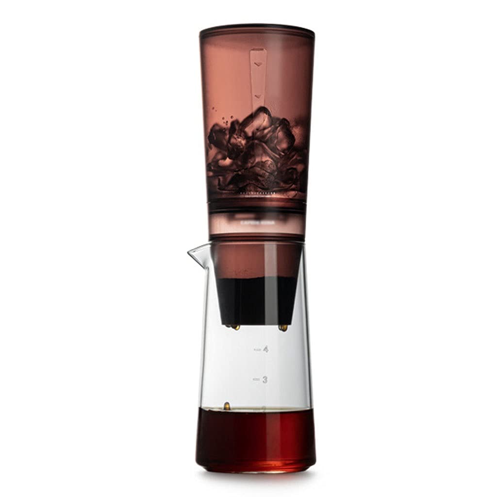 Premium Cold Brew Coffee Maker 20.29oz/600ML with Slow Drip Technology - Stainless Steel Filter for Iced Coffee & Tea - Makes 6-8 Cups (Transparent Red) - Perfect for Home, Office & Outdoor Use
