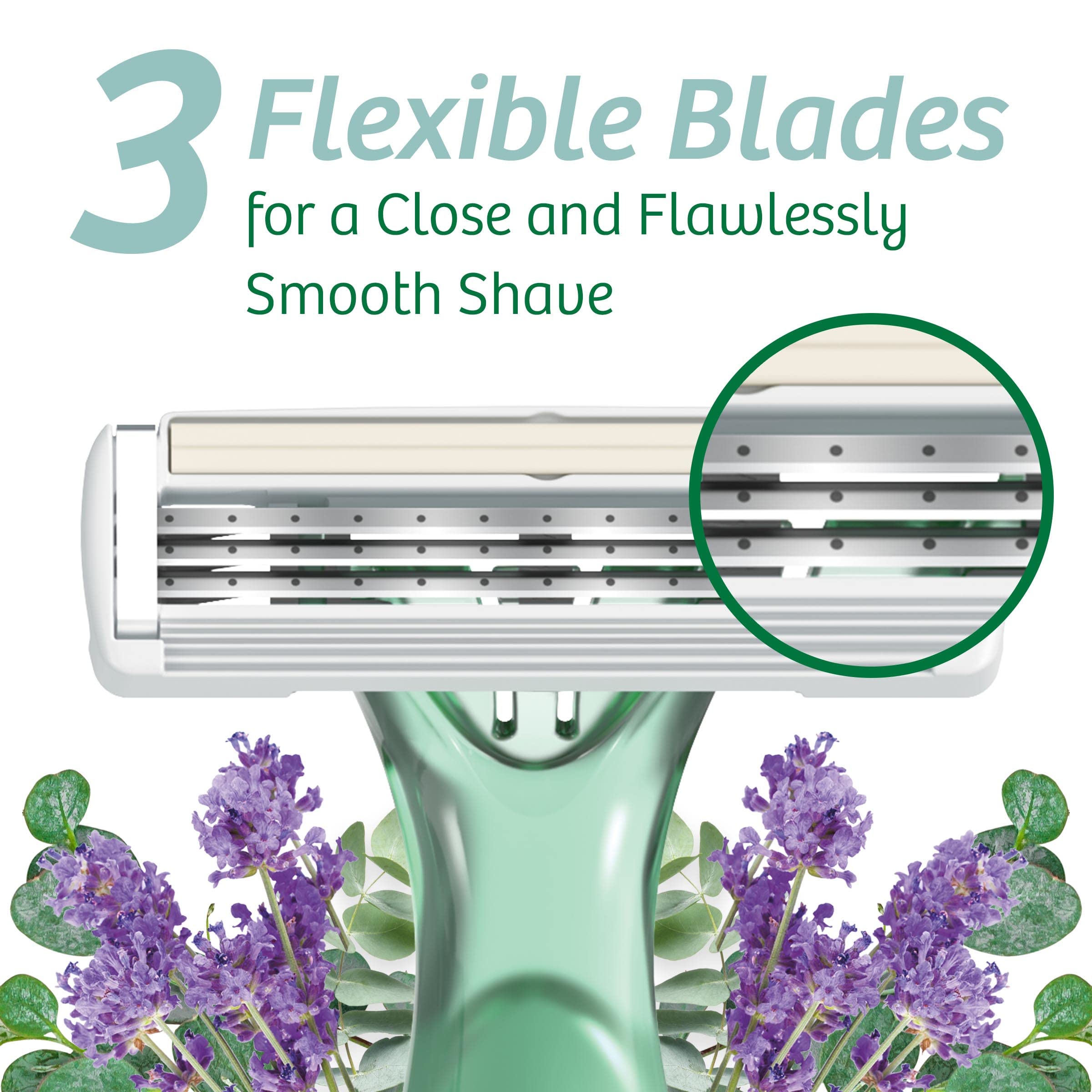 BIC Soleil Escape Women's Disposable 3-Blade Razors - Lavender & Eucalyptus Scented Handles - 12 Pack - Perfect for Bikini Line, Pubic Hair & Sensitive Skin - Smooth Shaving for Travel, Gym & Beach Days