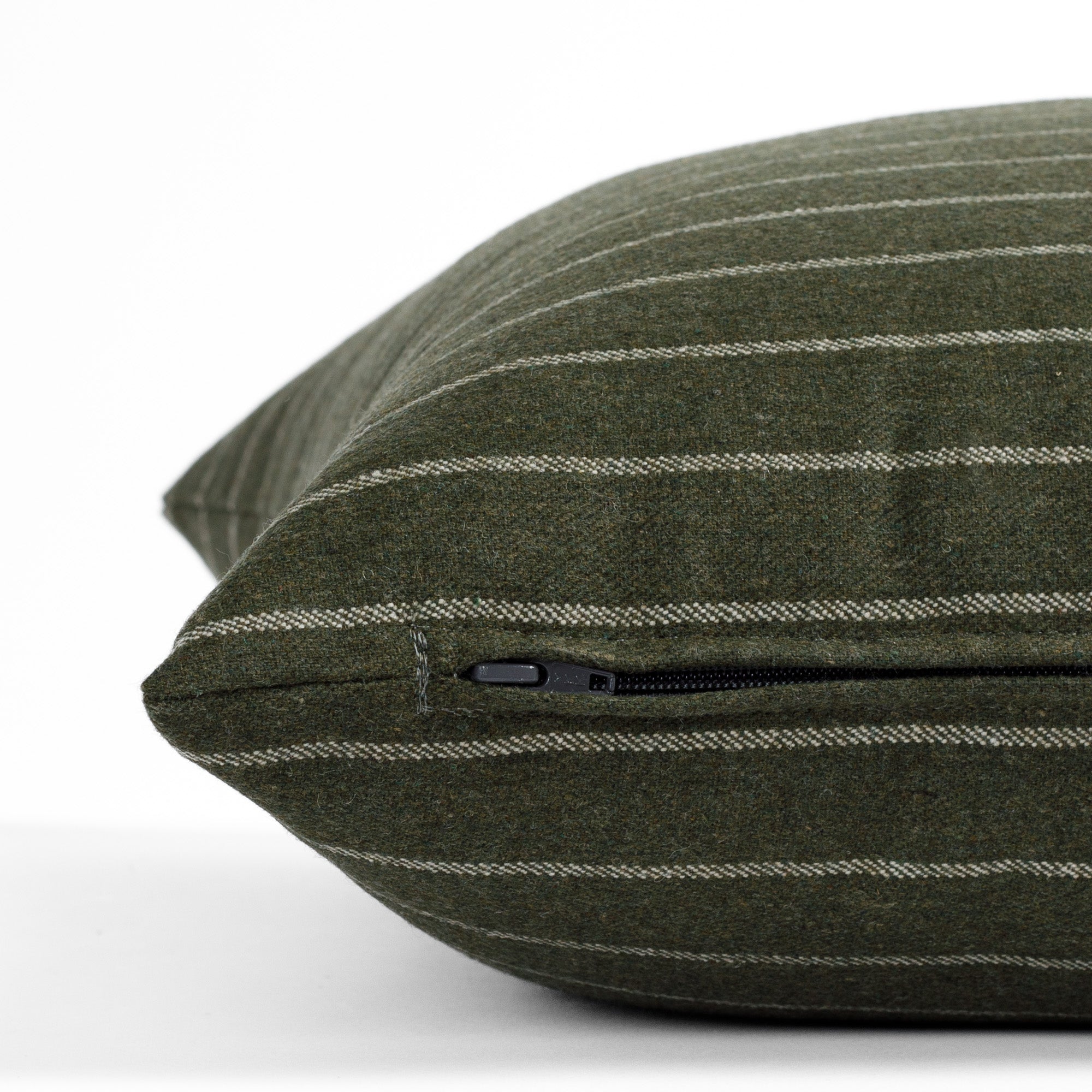 Hunter Stripe 20x20 Decorative Throw Pillow Cover - Moss Green Cotton Linen Blend Cushion Case for Sofa, Bed, Living Room & Home Decor