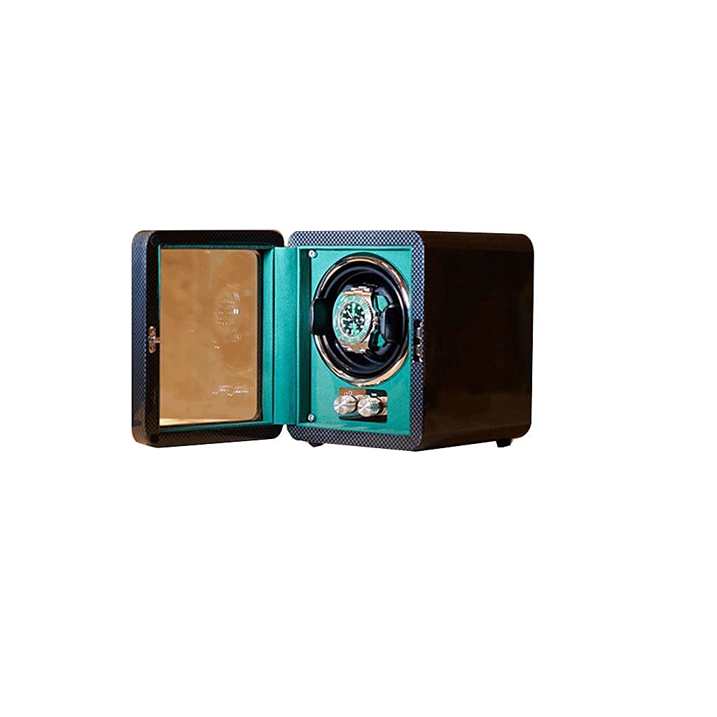 Premium Carbon Fiber Watch Winder Box with Quiet Motor - Automatic Watch Storage Case for Men, Wooden Display & Protection - Perfect for Home, Office & Travel
