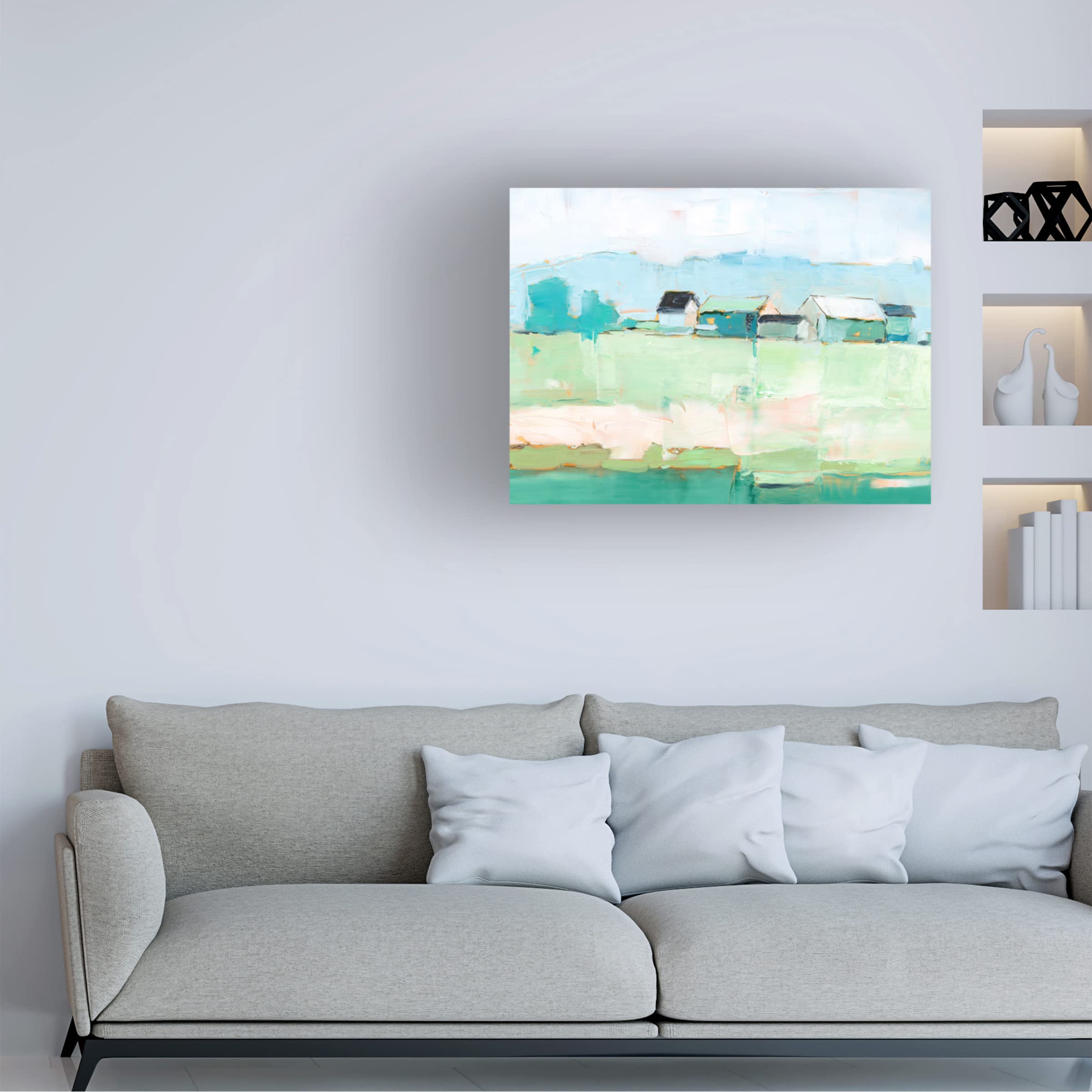 Trademark Fine Art 'Rural Pastel II' Canvas Wall Art by Ethan Harper - Pastoral Landscape Painting for Living Room, Bedroom & Office Decor