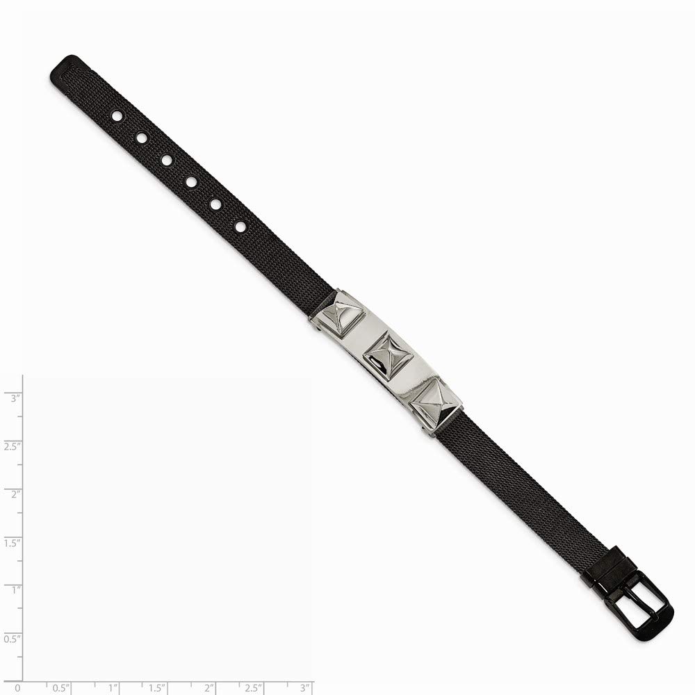 Stainless Steel Black IP-Plated Mesh Spike Bracelet for Men & Women - Punk Gothic Fashion Jewelry for Parties, Concerts & Everyday Wear