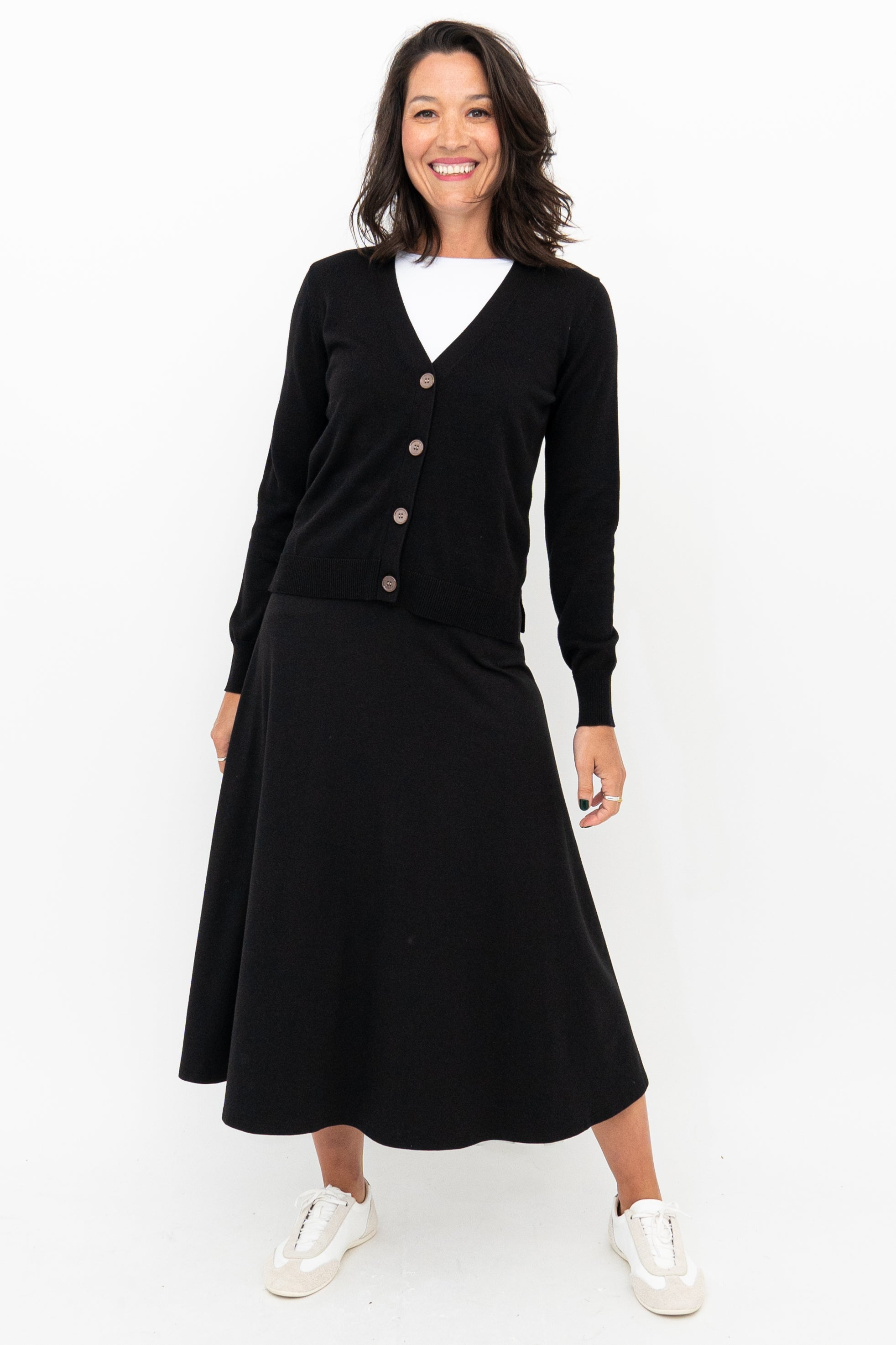 Gillian Women's Black Bamboo Skirt - Comfortable & Eco-Friendly Midi Skirt for Casual Wear, Office, and Summer Outfits