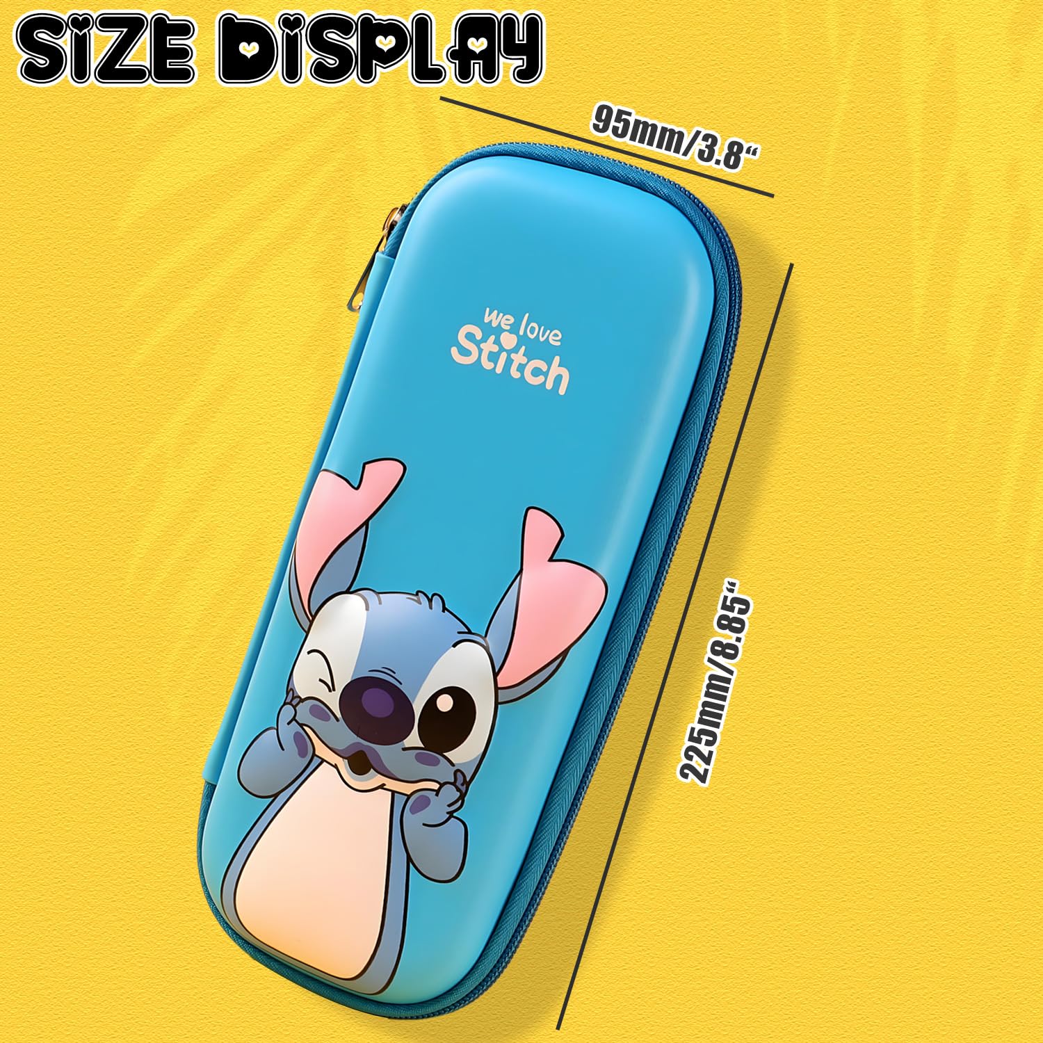 Cute Stitch Pencil Case for School - Blue Organizer with Compartments for Kids & Teens