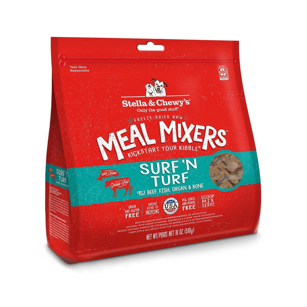 Grain-Free Freeze-Dried Cage-Free Surf N Turf Dog Food Topper - High Protein Meal Mixer for Dogs | Perfect for Picky Eaters & Senior Dogs