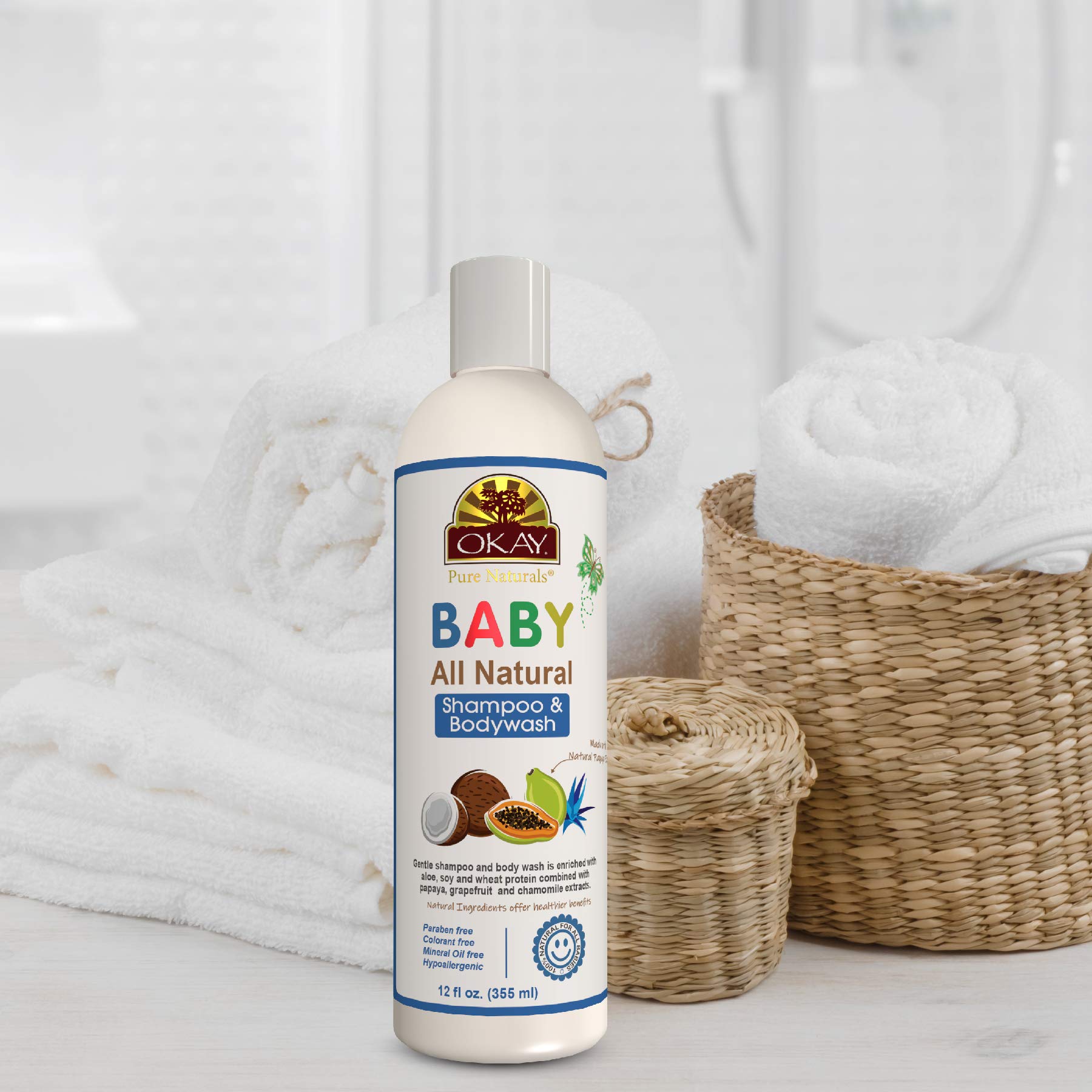Organic Baby Shampoo & Body Wash - Sulfate, Silicone, Paraben Free - Gentle Cleansing for Sensitive Skin & Hair - 12 oz Made in USA - Perfect for Newborns, Infants & Toddlers Daily Bath Time