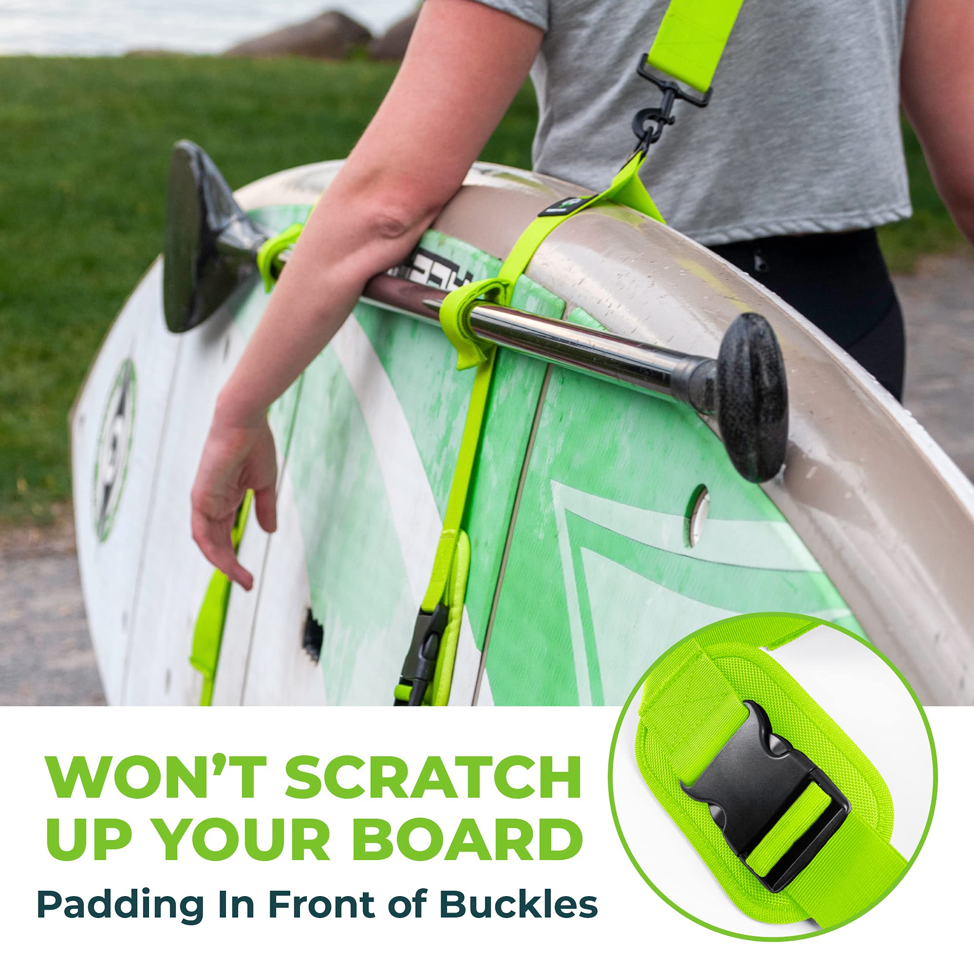 Gradient Fitness Kayak Paddle Board Surfboard Shoulder Strap - Hands-Free SUP Carrying Strap for All Size Boards | Perfect for Kayaking, Paddleboarding & Surfing Adventures